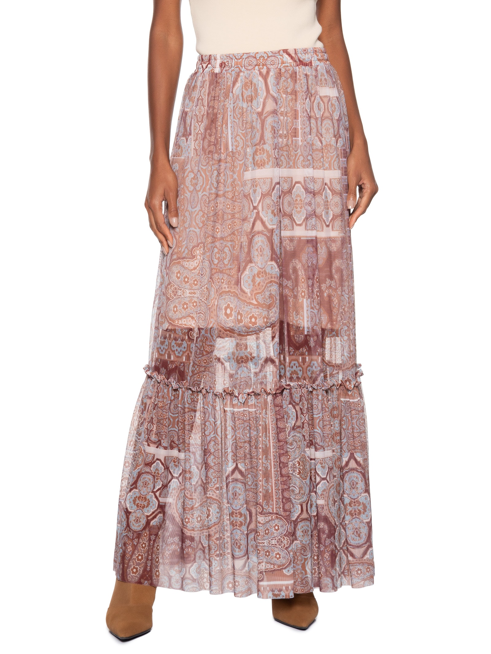 Saia Tule Paisley Marrom Le Lis