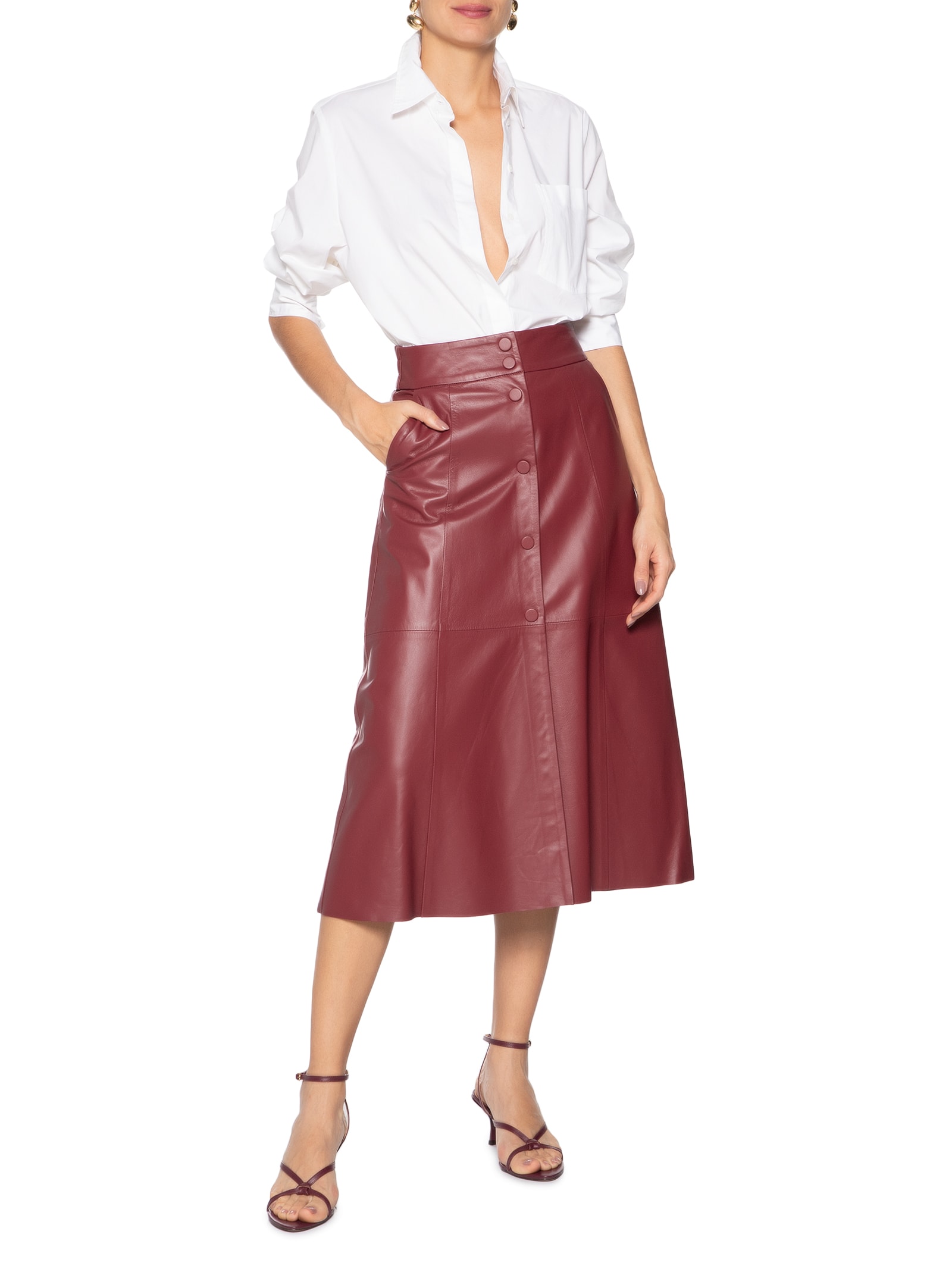 Saia Valen Couro Vermelho Le Lis
