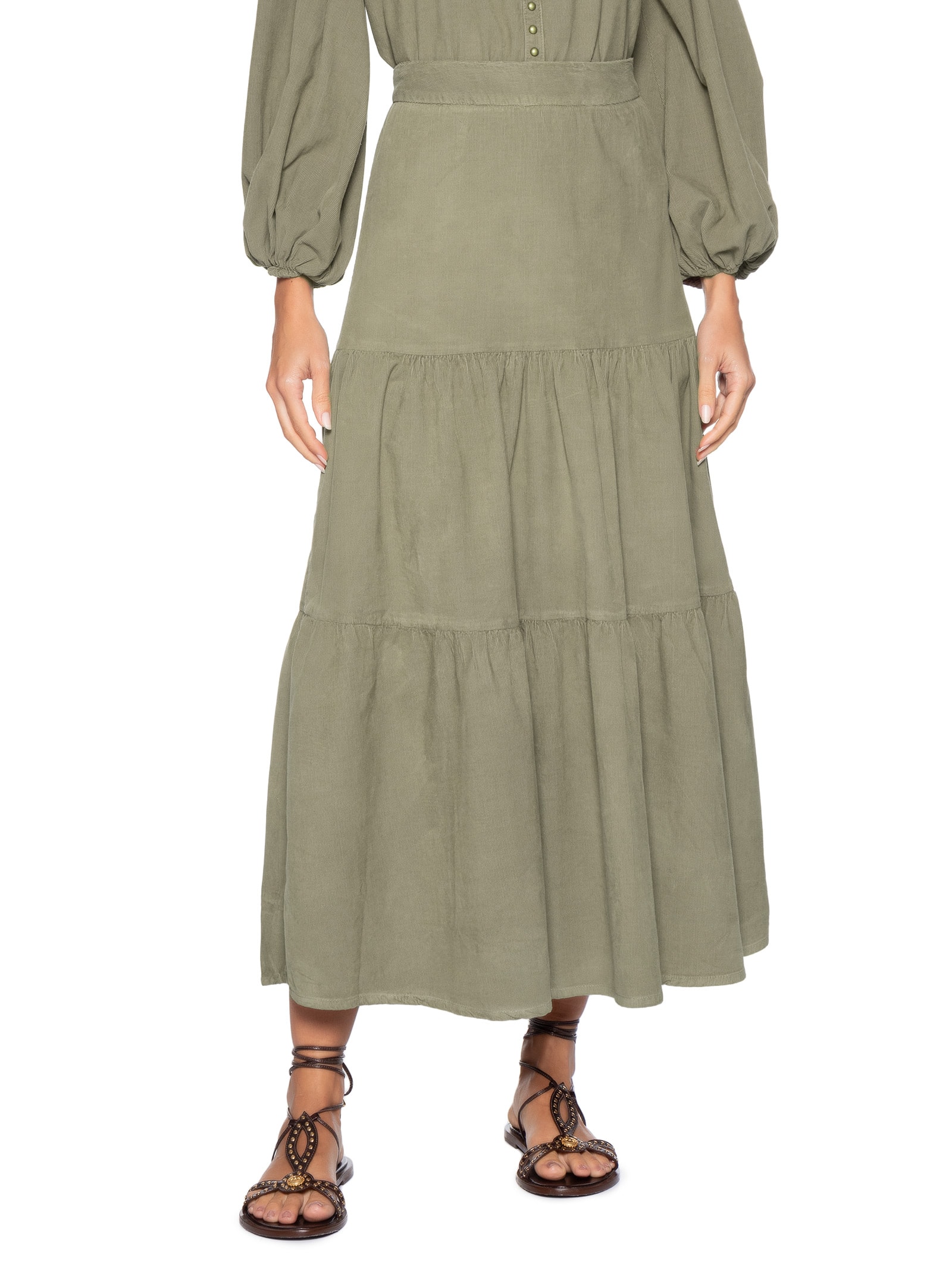 Saia Veludo Cotelê Pala – Verde Maria Filó