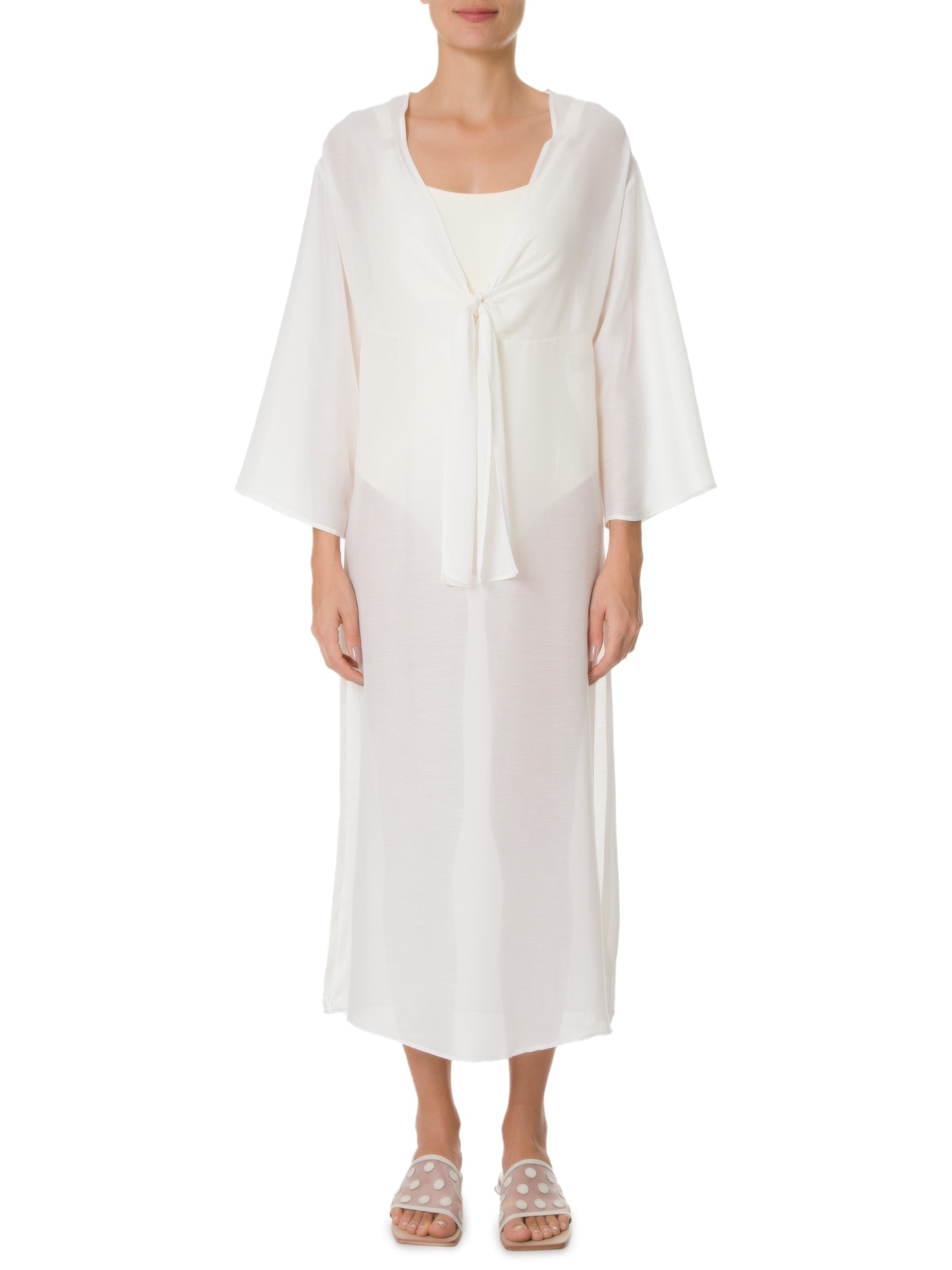 Saída De Praia Com Amarração Off White '2Essential