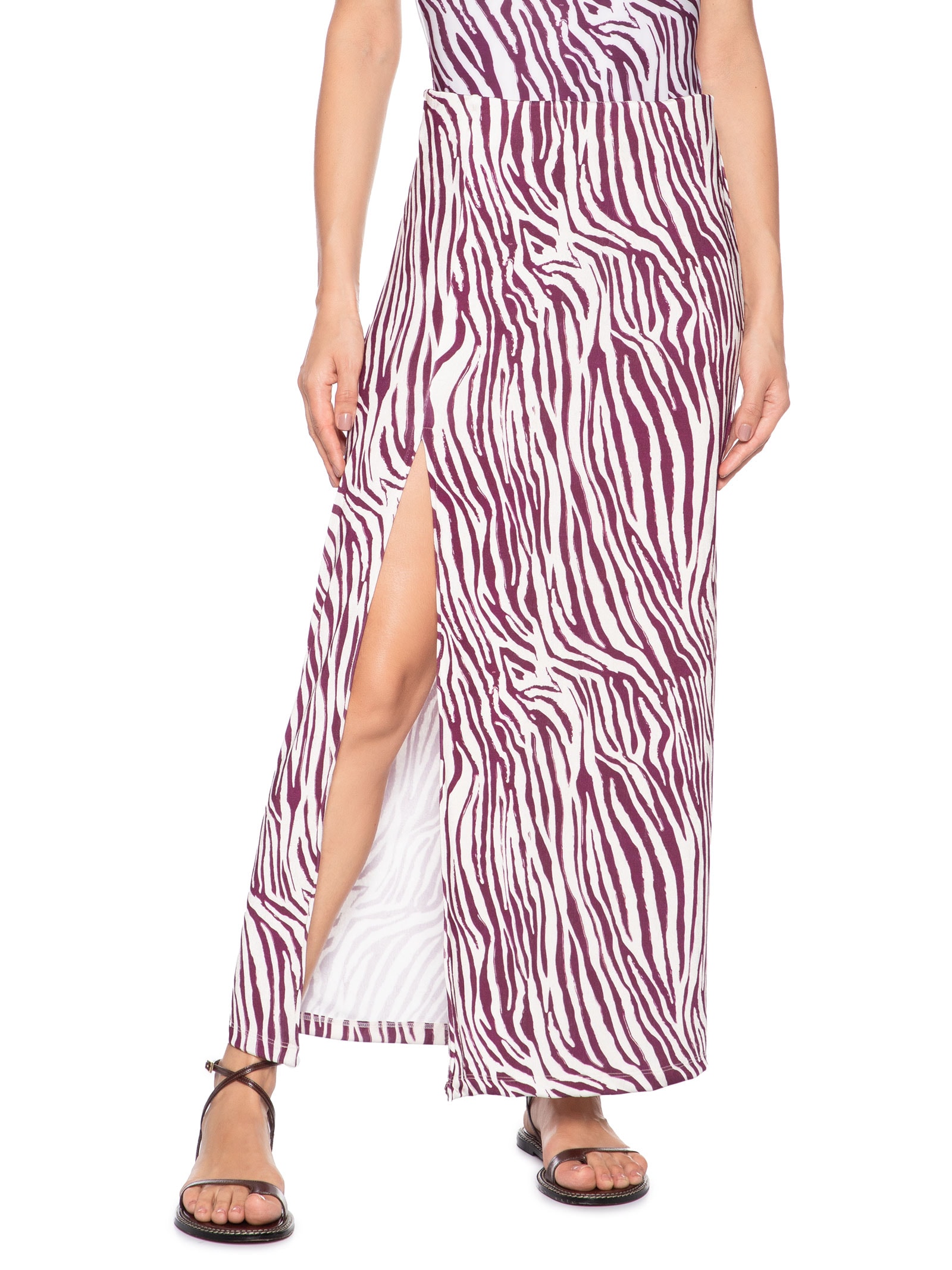 Saída De Praia Com Fenda Estampada Animal Print '2Essential