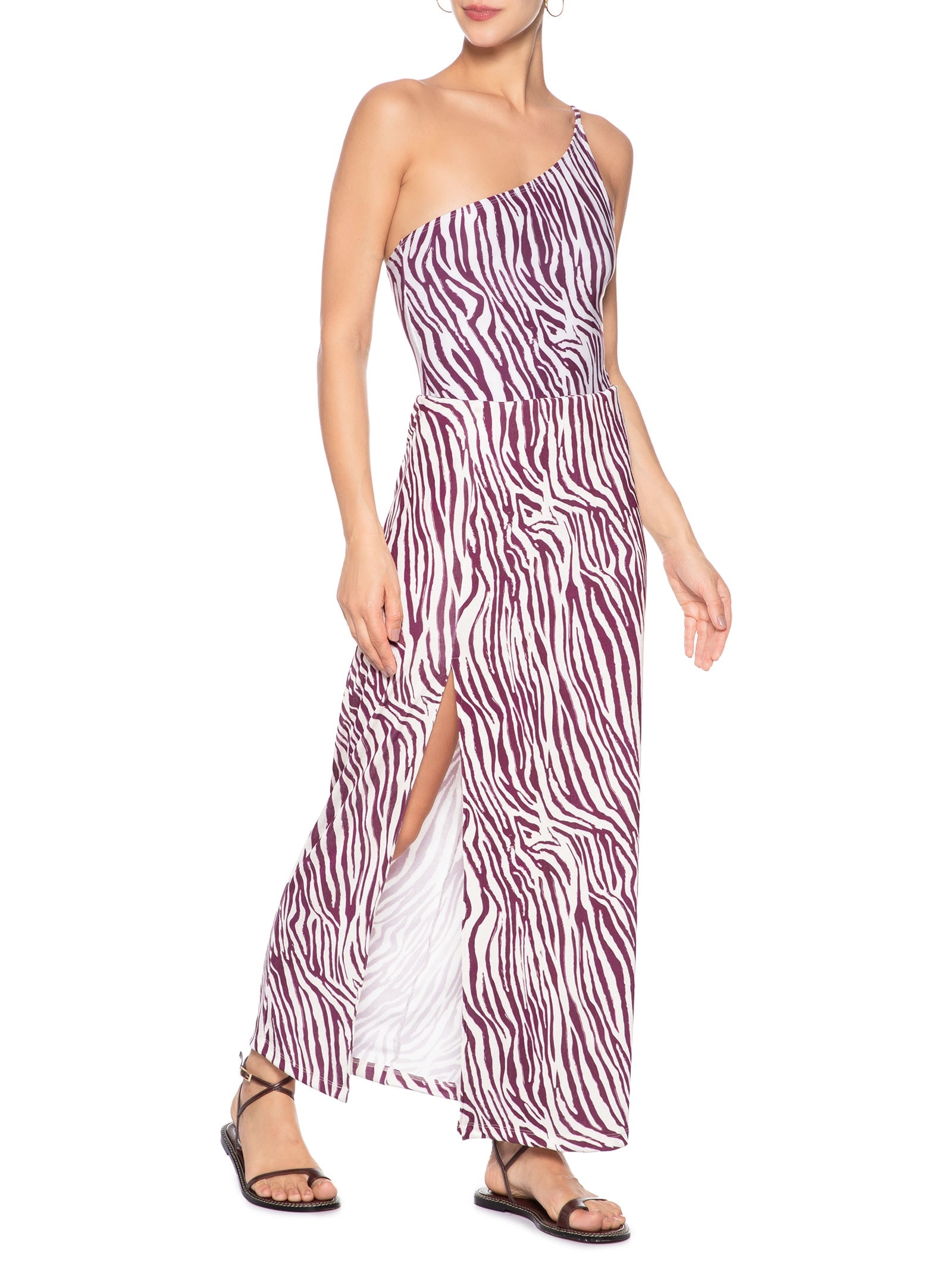 Saída De Praia Com Fenda Estampada Animal Print '2Essential