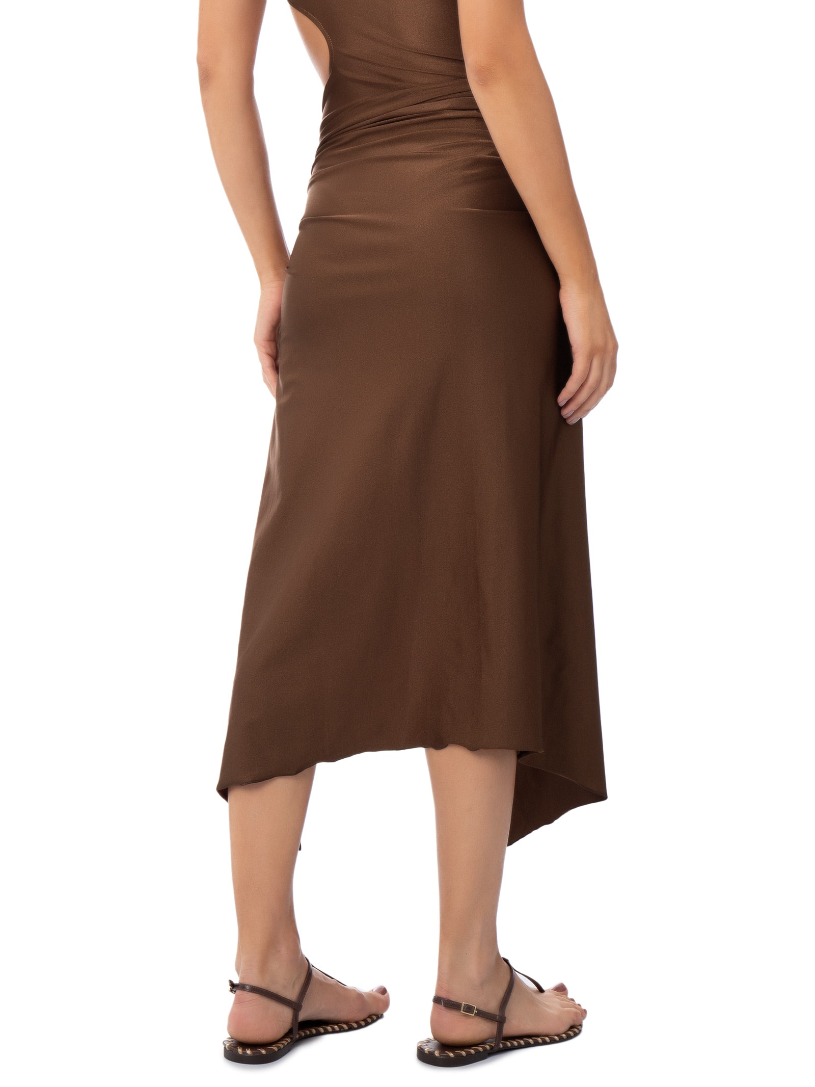 Saída de Praia Feminina com Fenda Lateral Marrom '2Essential