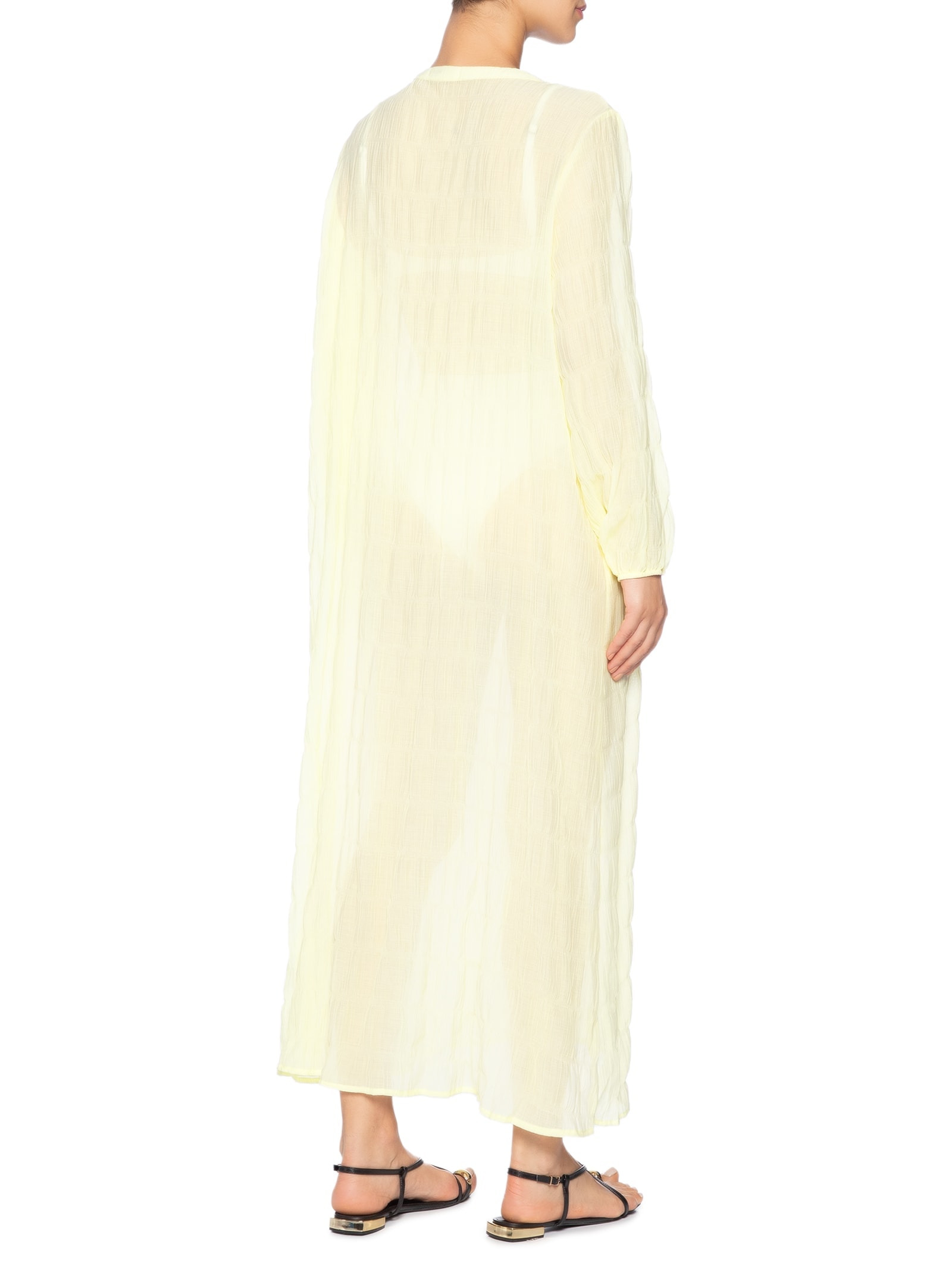 Saída De Praia Longa Com Botões Frontais Amarelo '2Essential