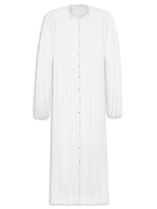 Saída De Praia Longa Com Botões Frontais – Branco