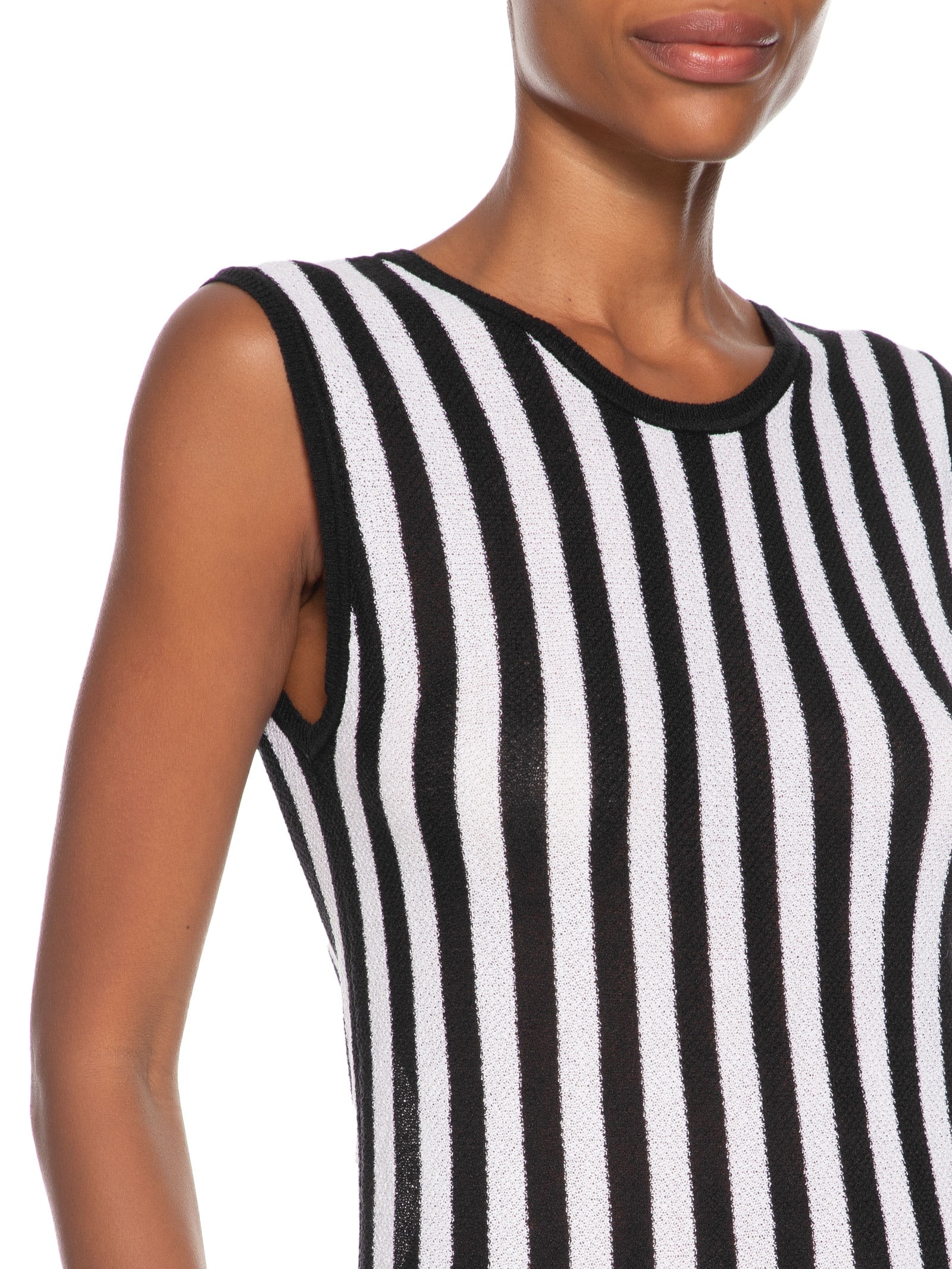 Saída de Praia Midi Listrado Em Tricot Preto '2Essential