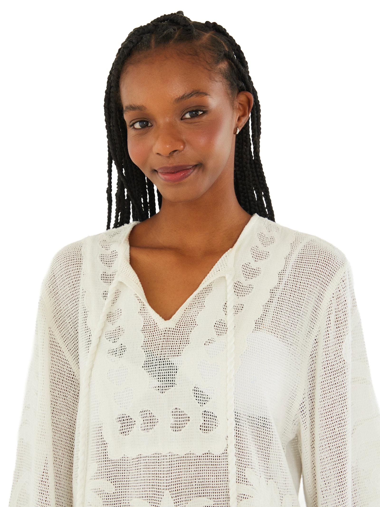 Saída Feminina Caftan Tela Listra Tropical Off White Farm Praia