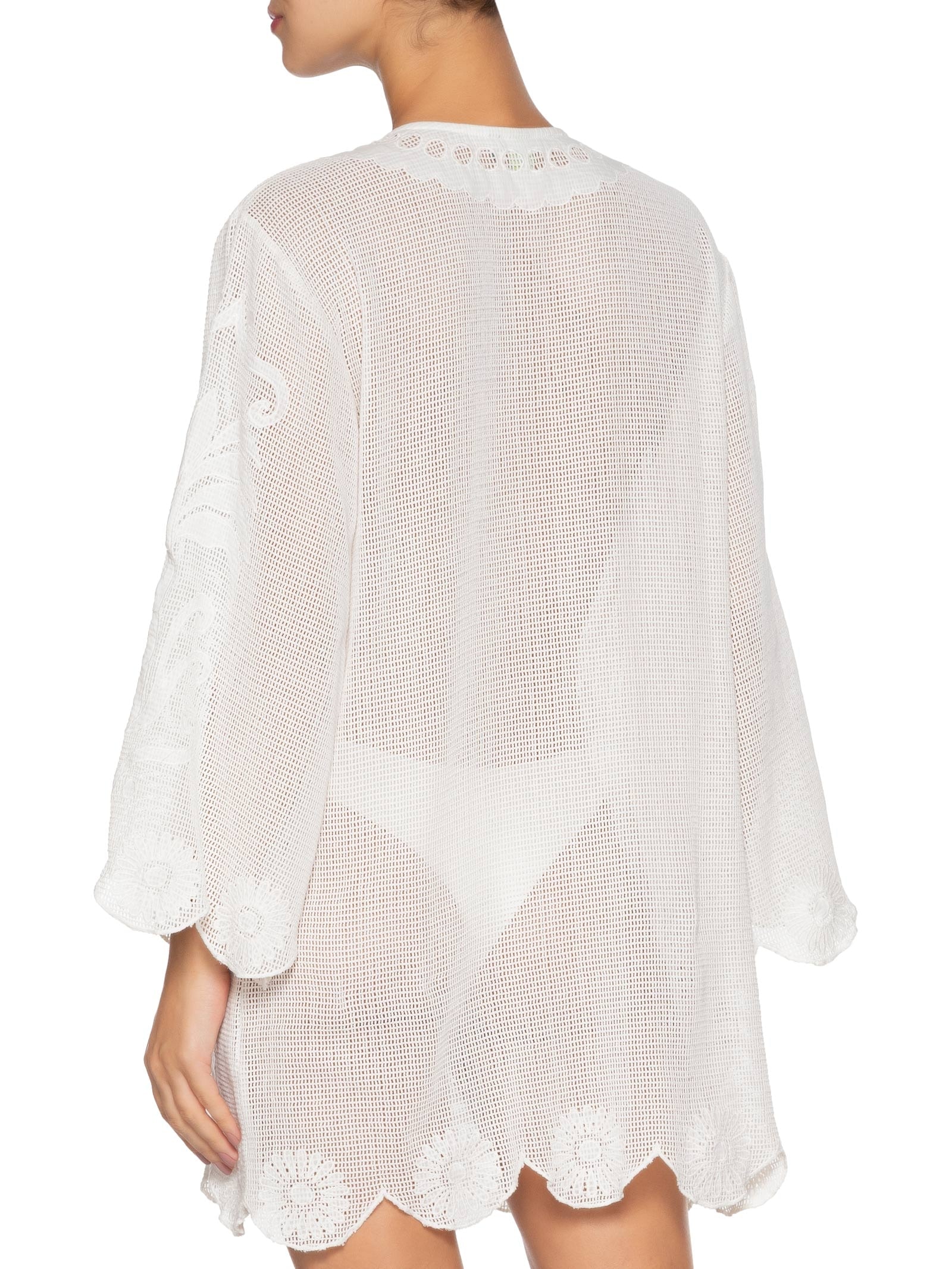 Saída Feminina Caftan Tela Listra Tropical Off White Farm Praia