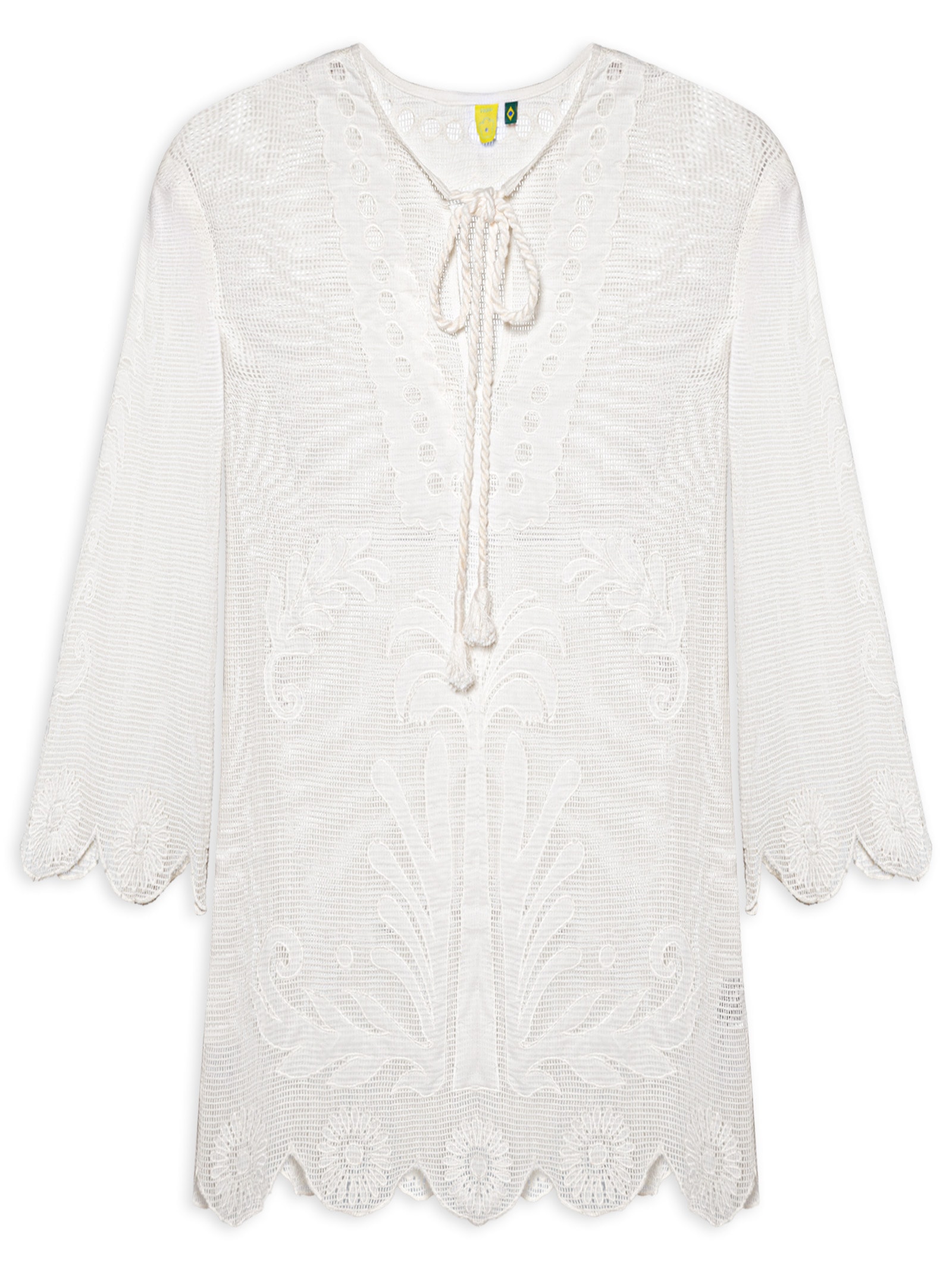 Saída Feminina Caftan Tela Listra Tropical Off White Farm Praia