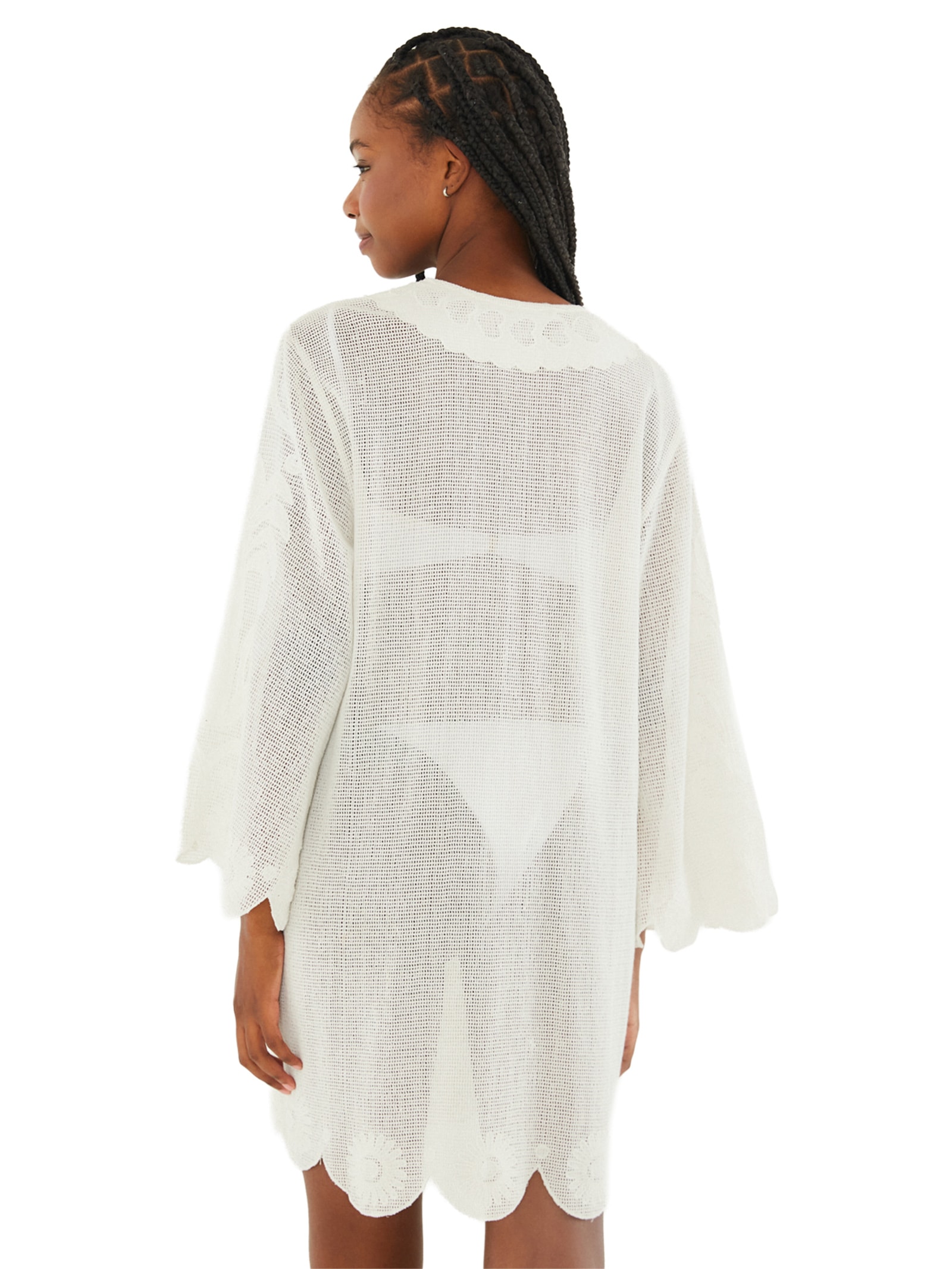 Saída Feminina Caftan Tela Listra Tropical Off White Farm Praia