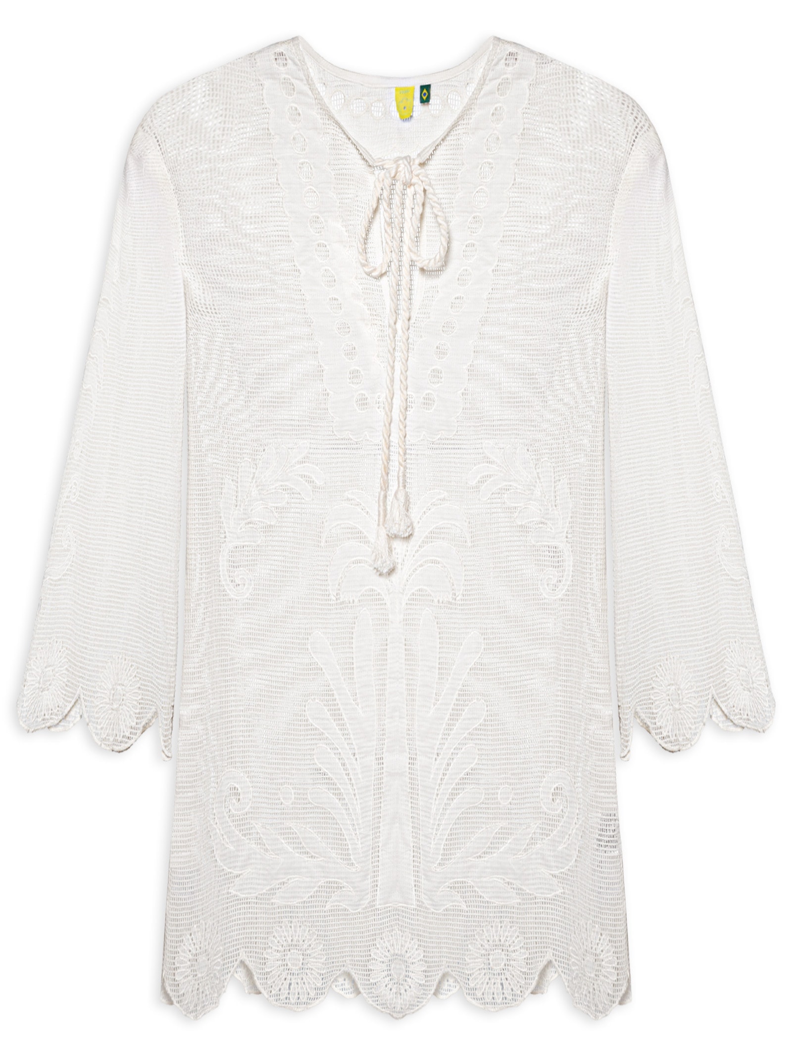 Saída Feminina Caftan Tela Listra Tropical Off White Farm Praia