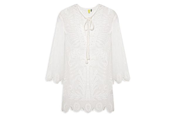 Saída Feminina Caftan Tela Listra Tropical - Off White