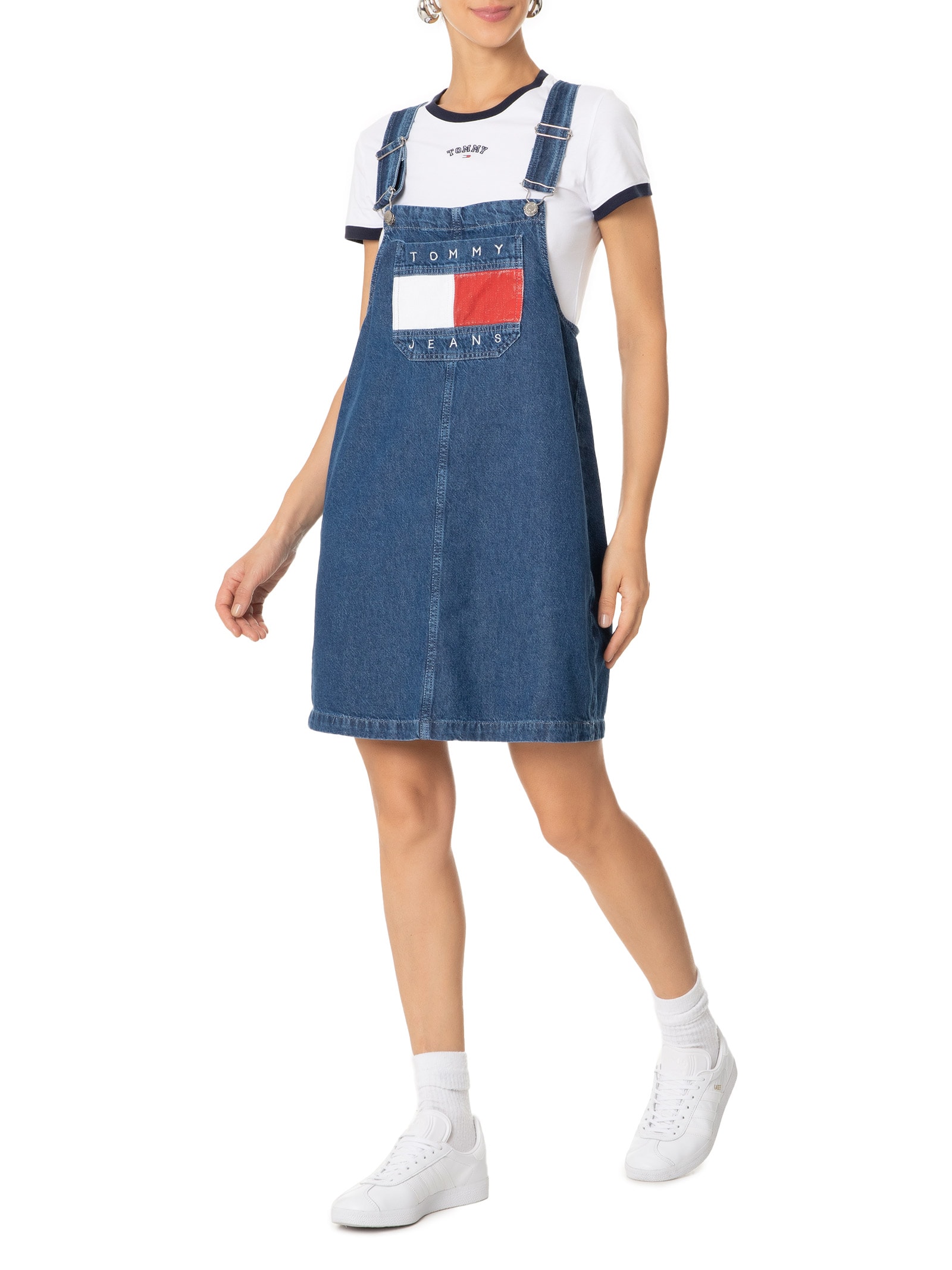 Tommy Jeans - Salopete Feminino AB Pinafore Dress - Azul