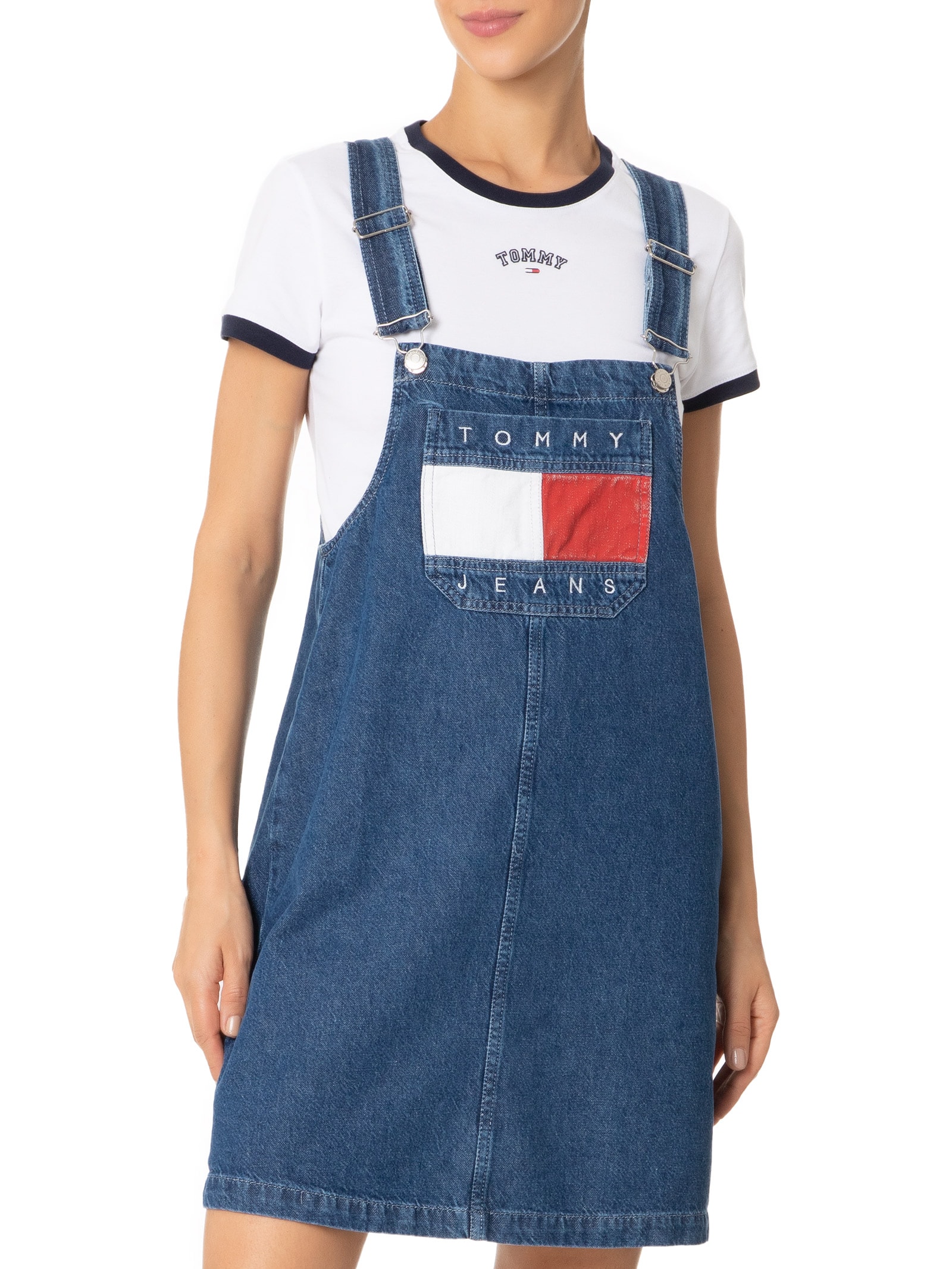 Tommy Jeans - Salopete Feminino AB Pinafore Dress - Azul