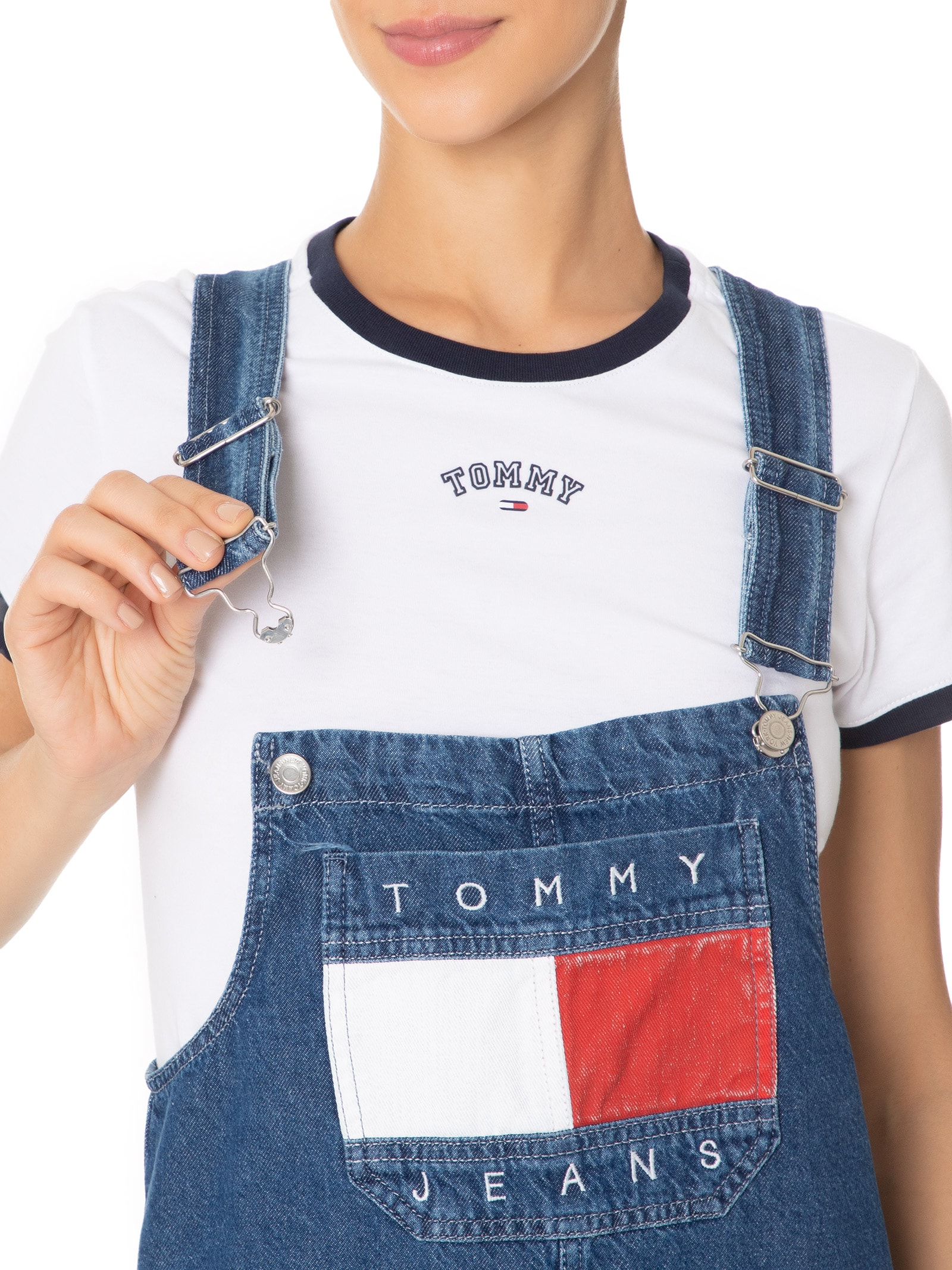 Tommy Jeans - Salopete Feminino AB Pinafore Dress - Azul