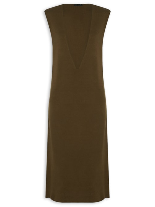 Salopete Midi Em Tricot – Marrom