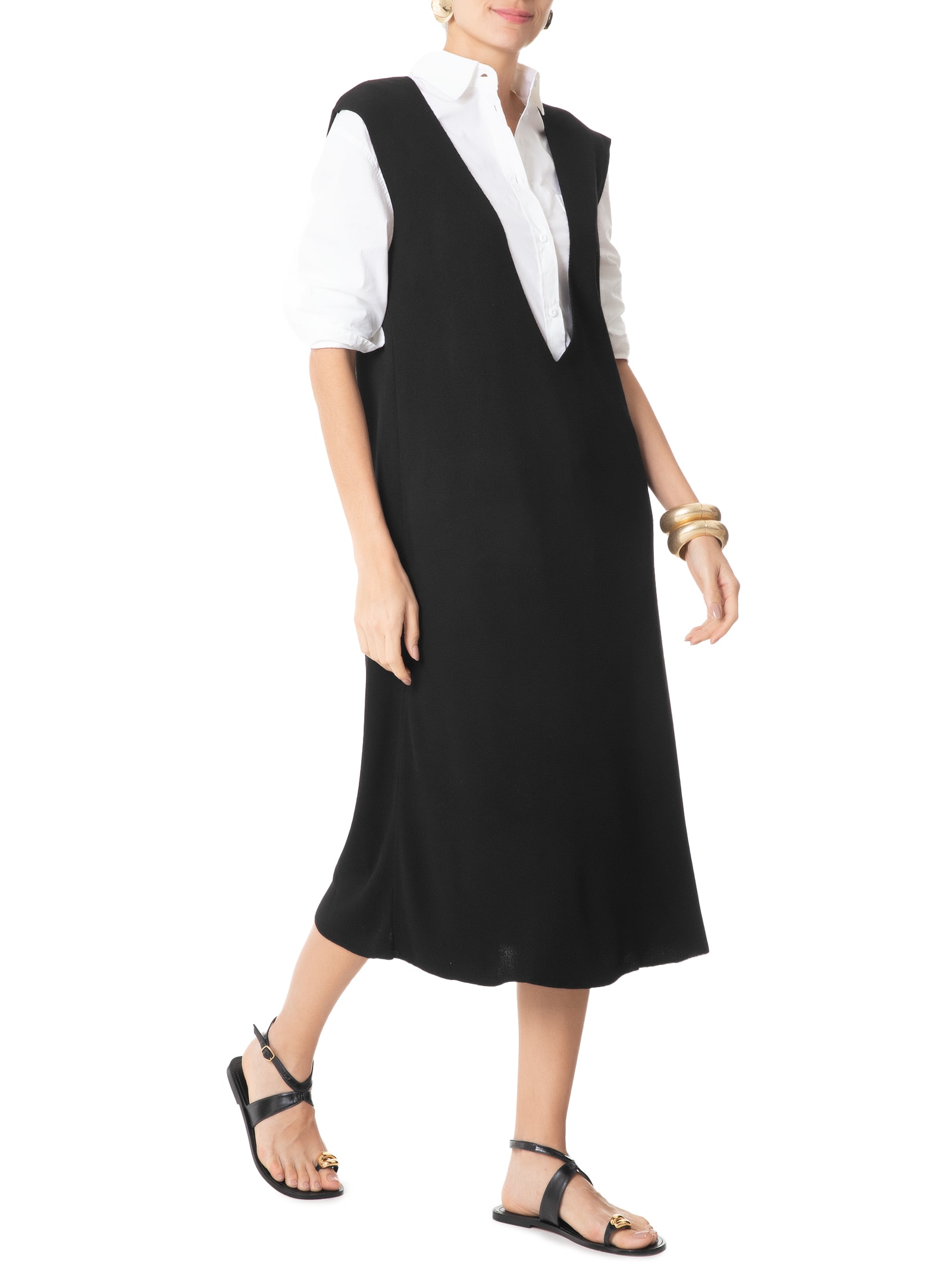 Salopete Midi Em Tricot Preto '2Essential