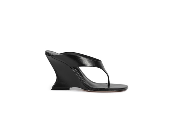 Sandália Anabela Maya Couro - Preta