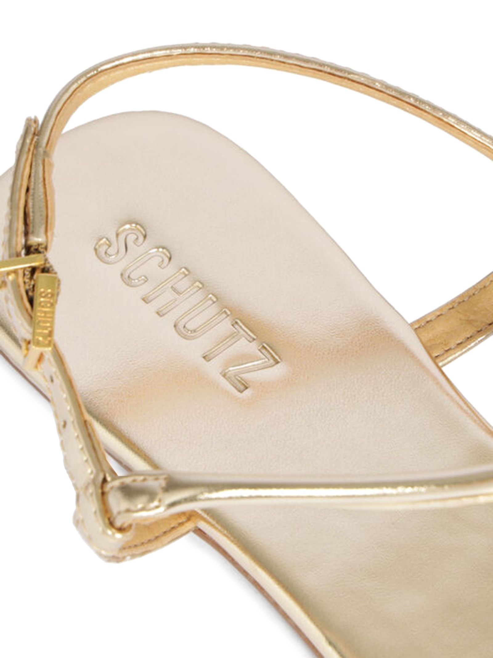 Sandália Feminia Rasteira Dourado Schutz
