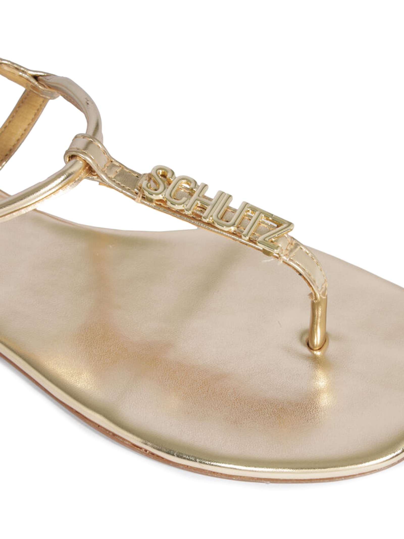 Sandália Feminia Rasteira Dourado Schutz