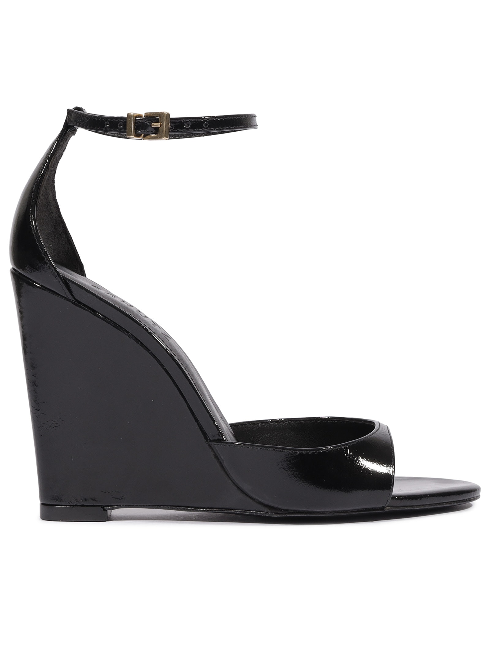 Sandália Feminina Anabela Couro Preto Schutz