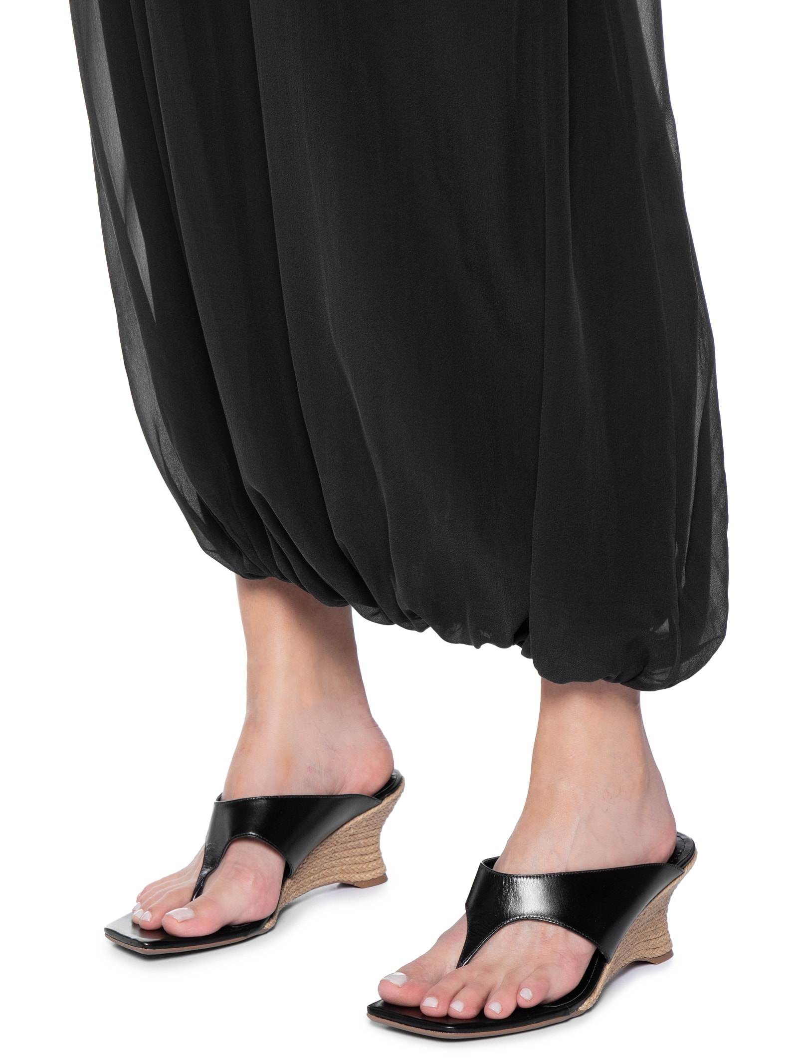Sandália Feminina Anabela Em Couro Preto '2Essential