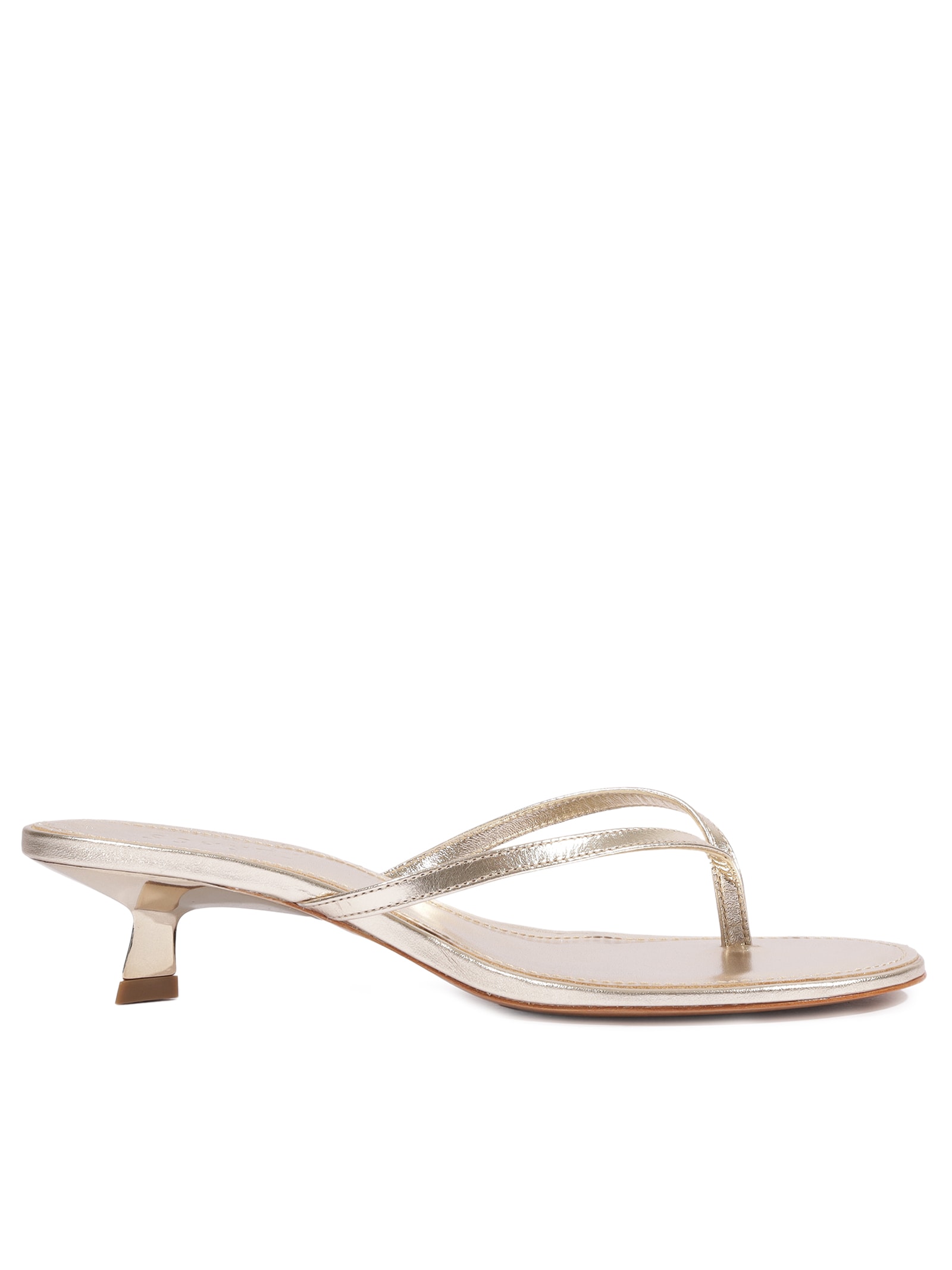 Sandália Feminina Bico Redondo Couro Dourado Schutz