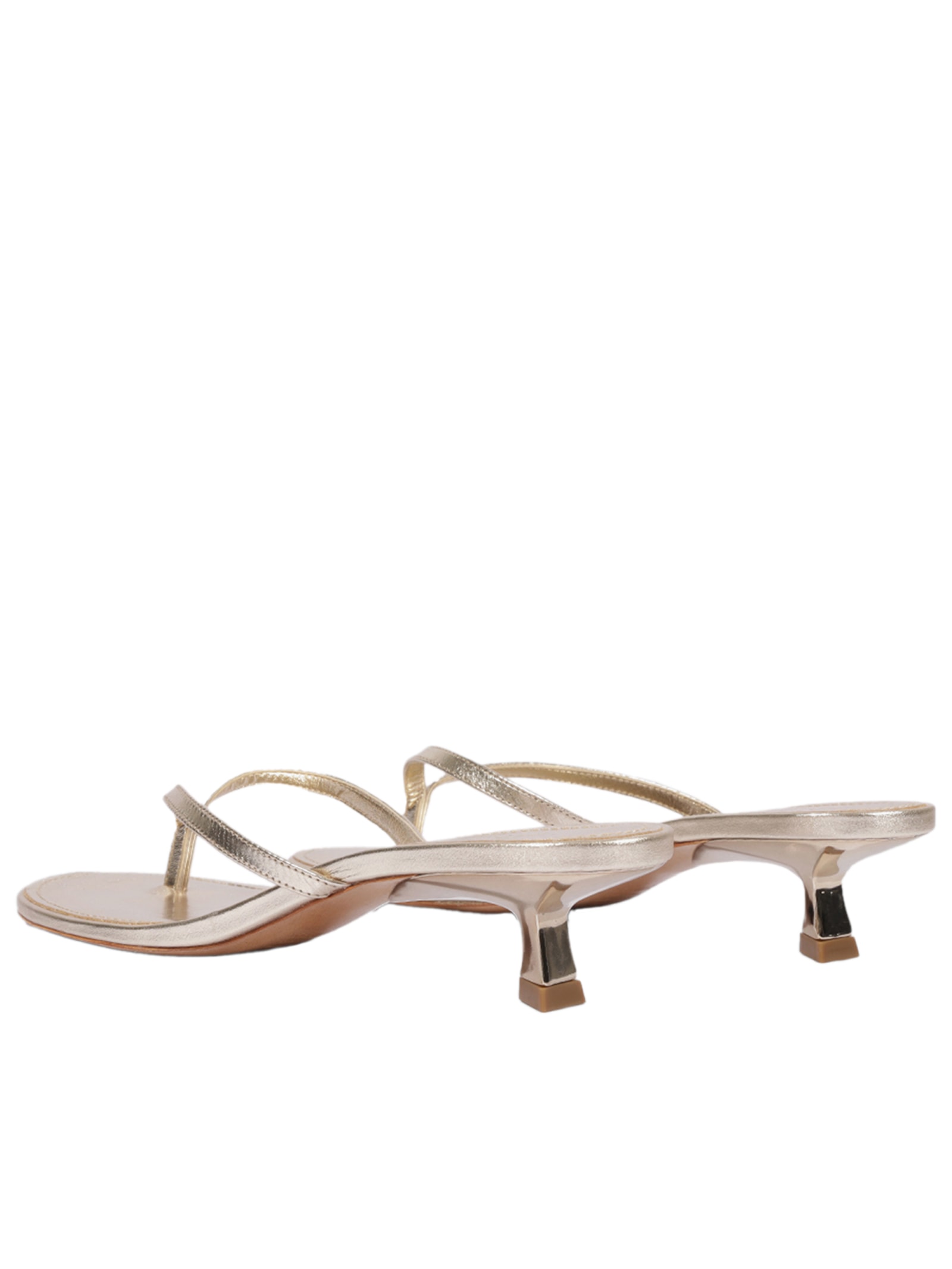 Sandália Feminina Bico Redondo Couro Dourado Schutz
