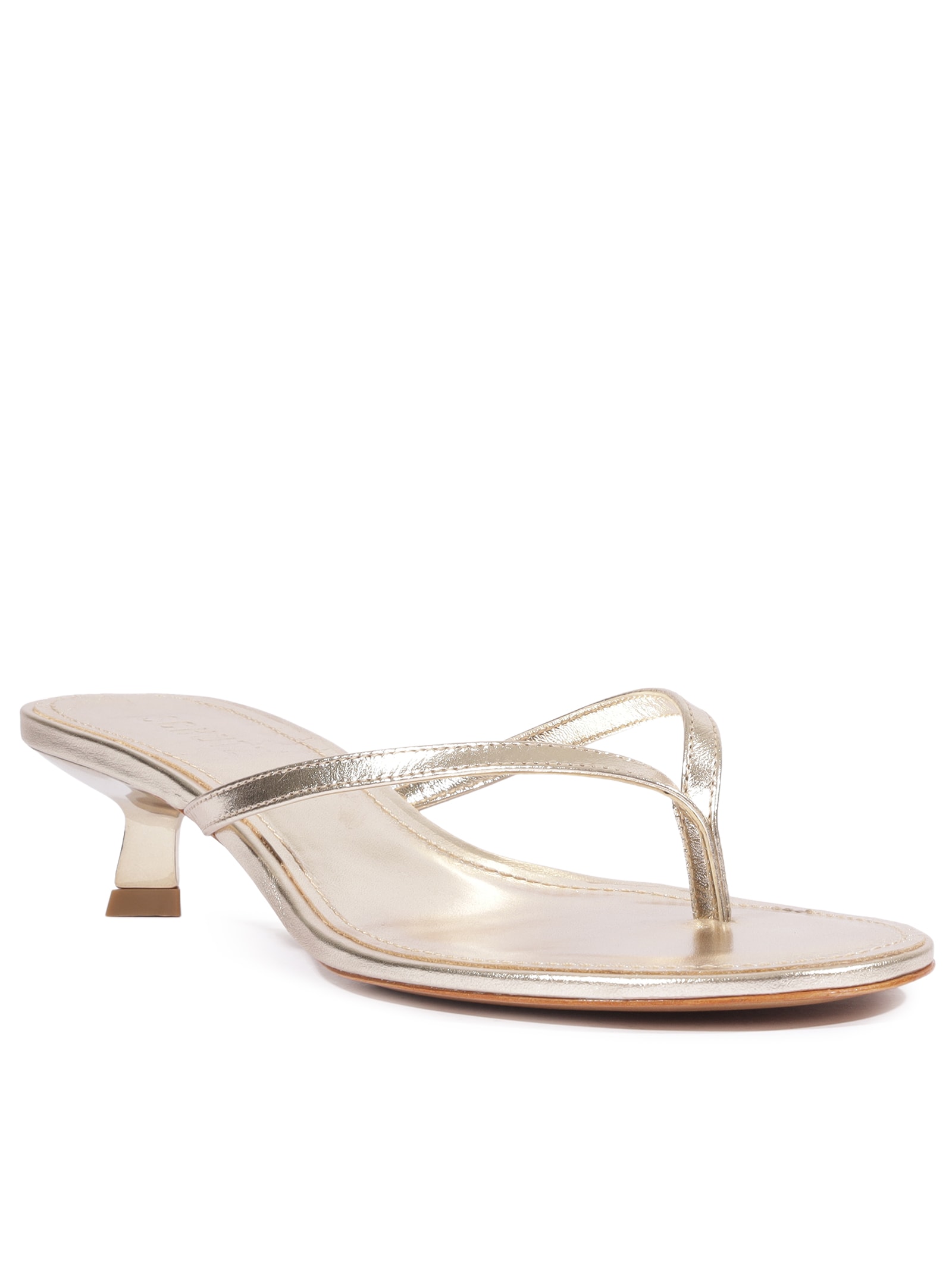 Sandália Feminina Bico Redondo Couro Dourado Schutz