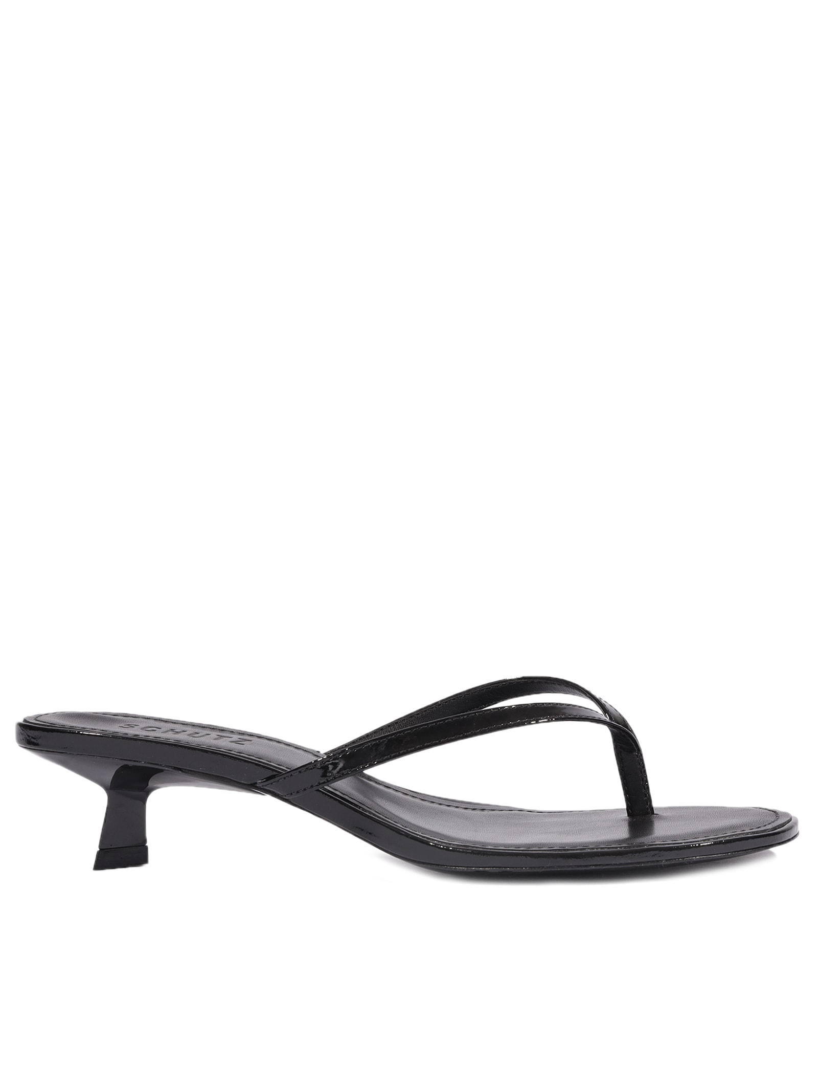 Sandália Feminina Bico Redondo Couro Preto Schutz