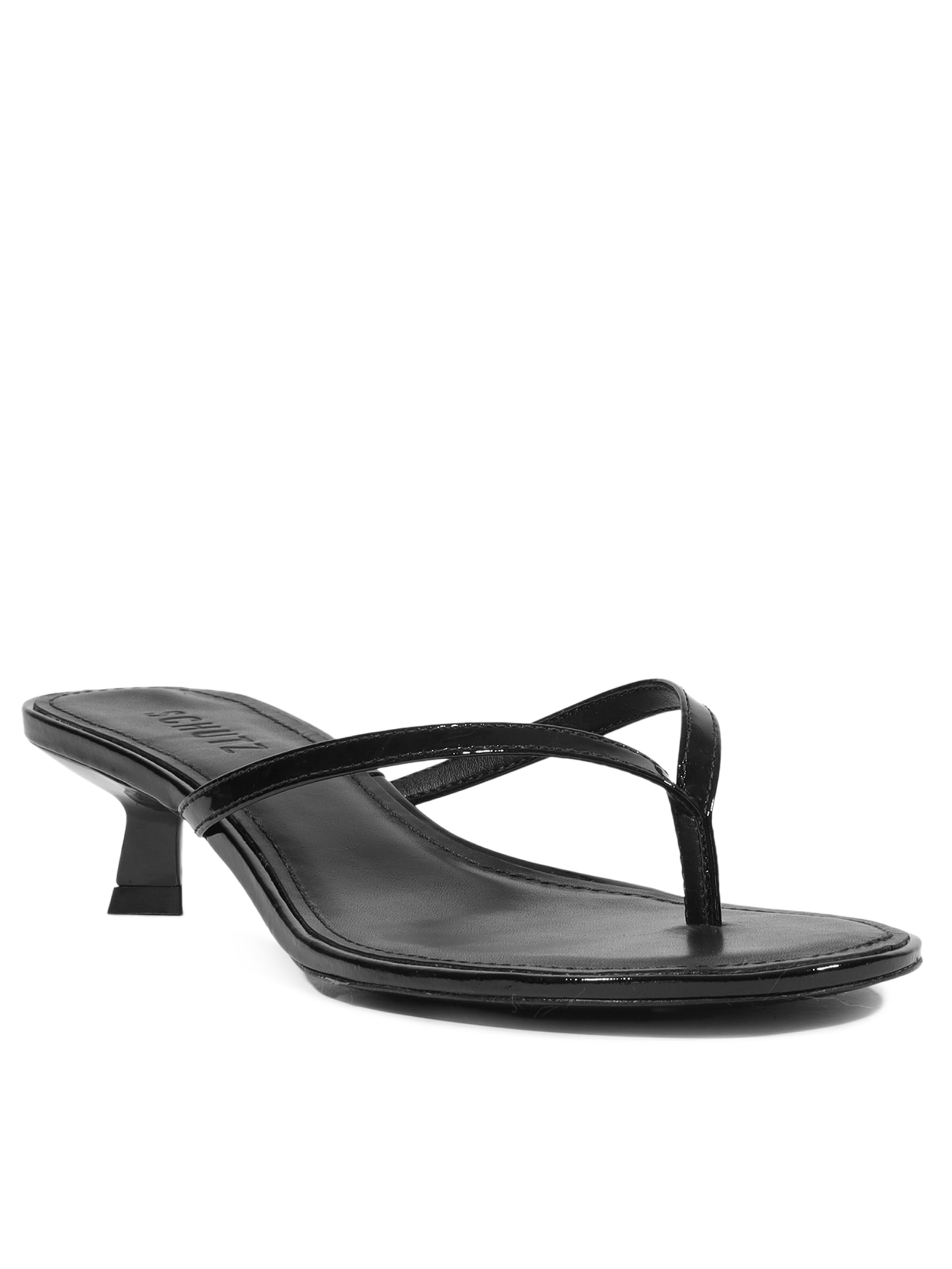 Sandália Feminina Bico Redondo Couro Preto Schutz