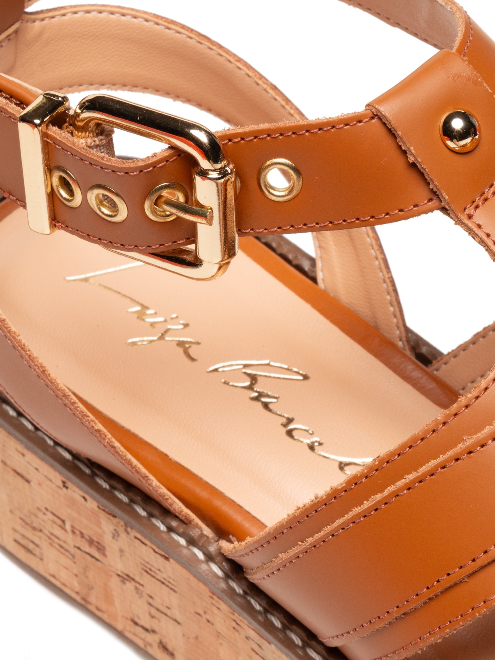 Sandália Feminina Box Leather Marrom Luiza Barcelos