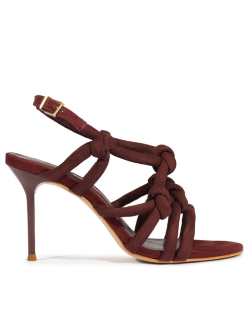 Sandália Feminina Camurça Salto Alto Fino – Vermelho