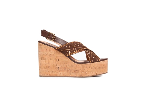 Sandália Feminina Camurção Grease - Marrom