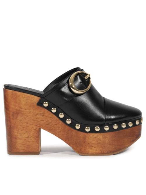 Sandália Feminina Clog Feminino Piper Couro – Preto