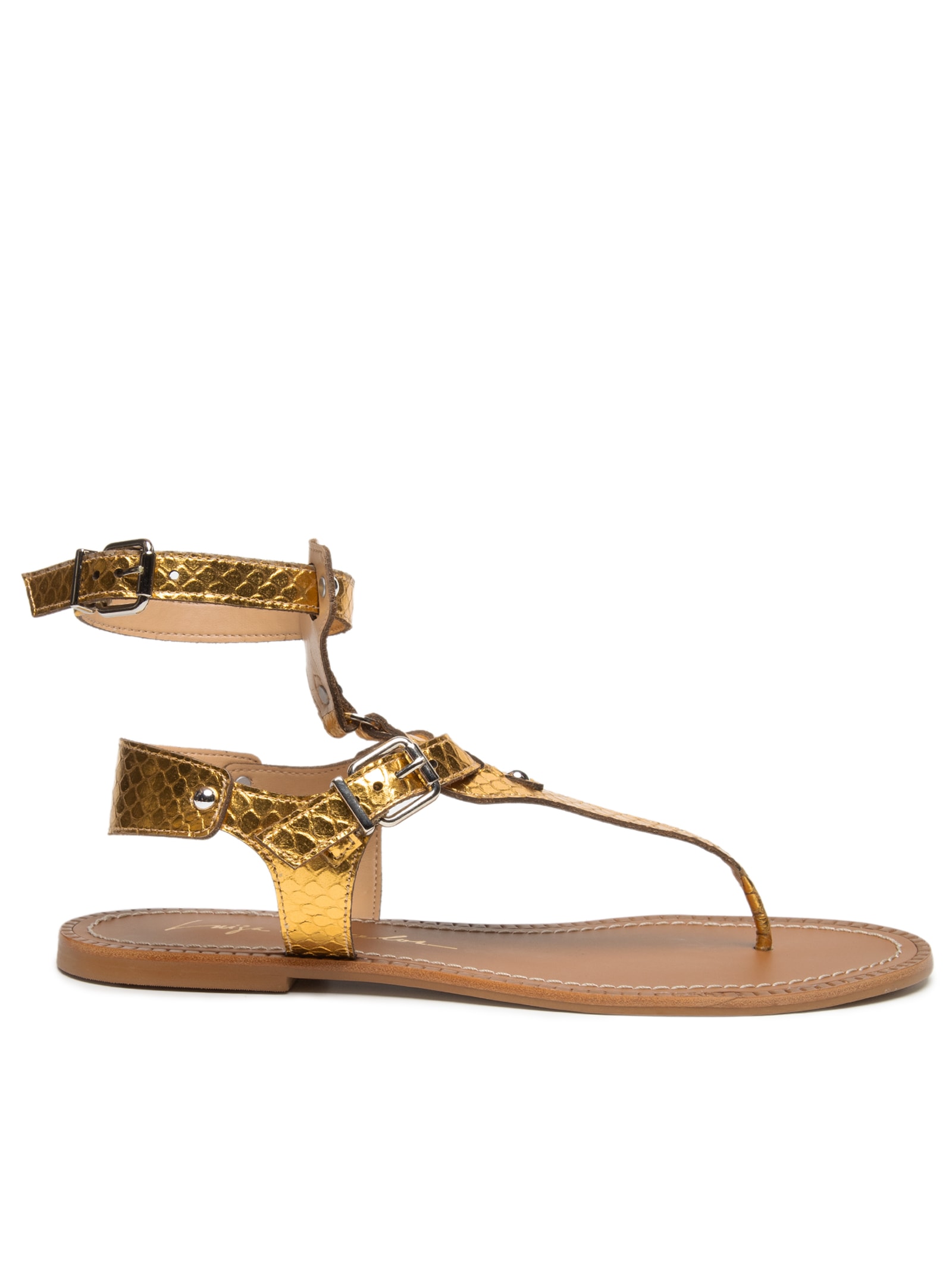 Sandália Feminina Cobra Metal Dourado Luiza Barcelos