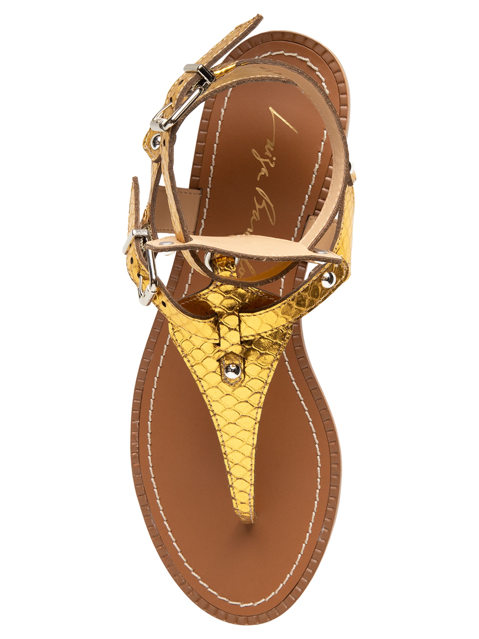 Sandália Feminina Cobra Metal Dourado Luiza Barcelos