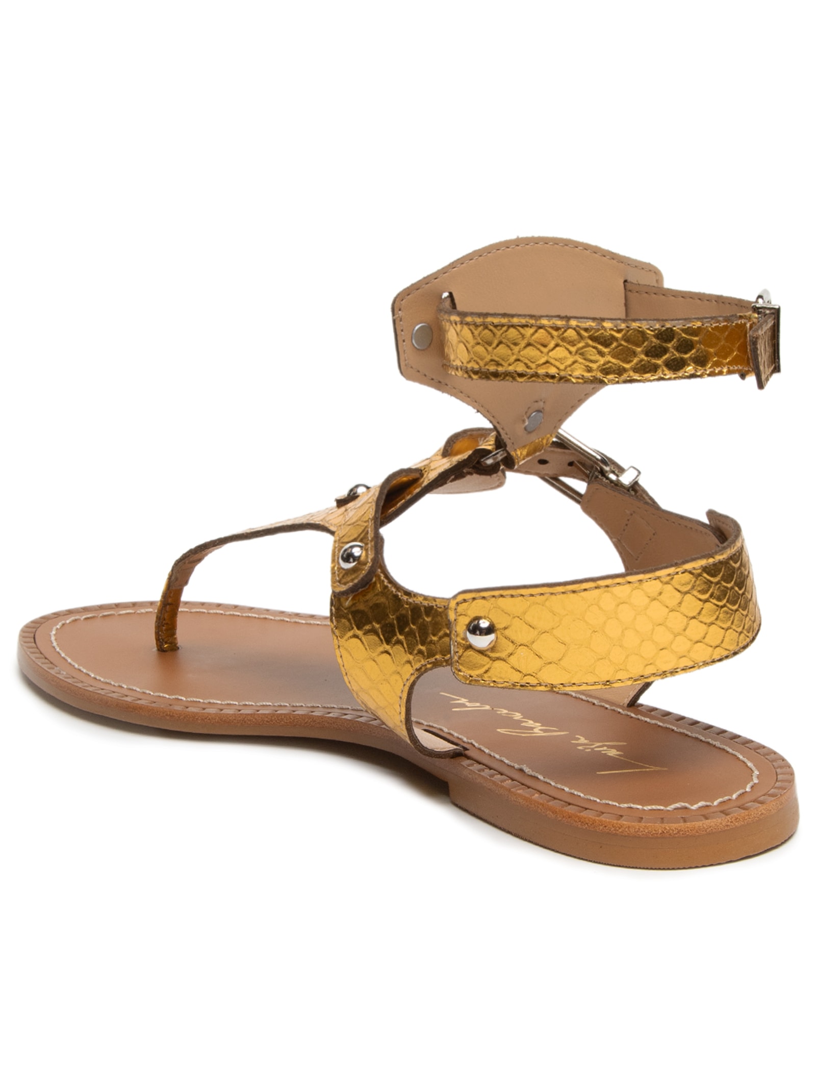 Sandália Feminina Cobra Metal Dourado Luiza Barcelos