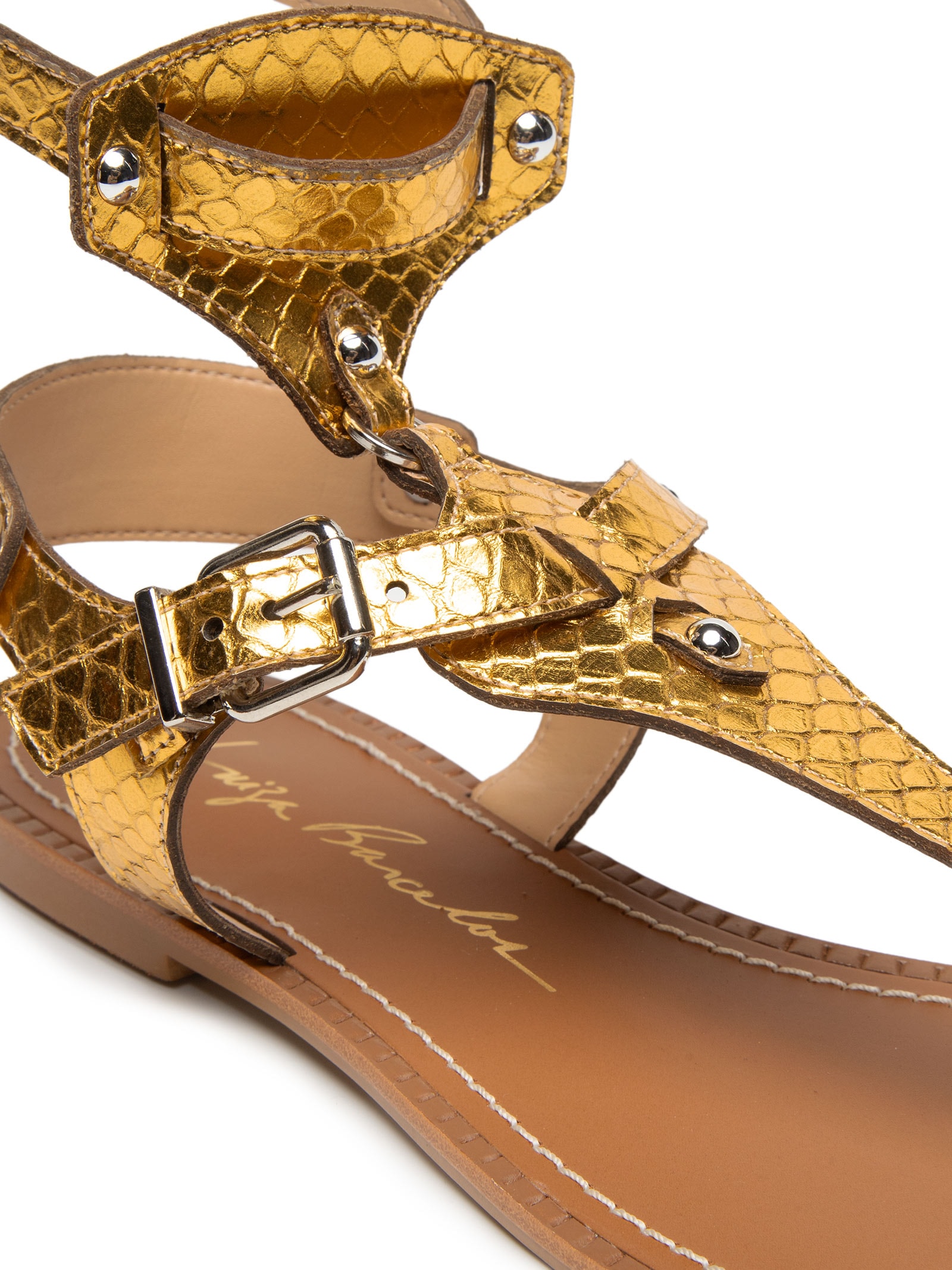 Sandália Feminina Cobra Metal Dourado Luiza Barcelos