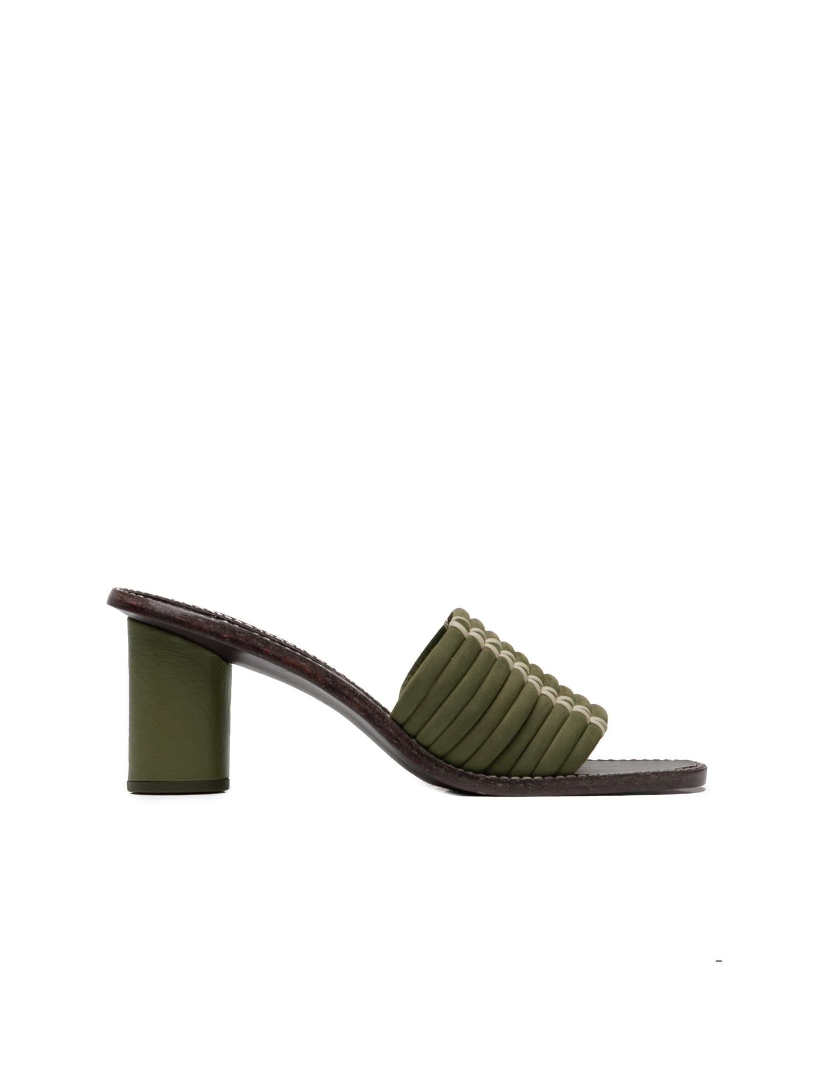 Sandália Feminina Com Salto Médio Em Couro Cordas Verde '2Essential