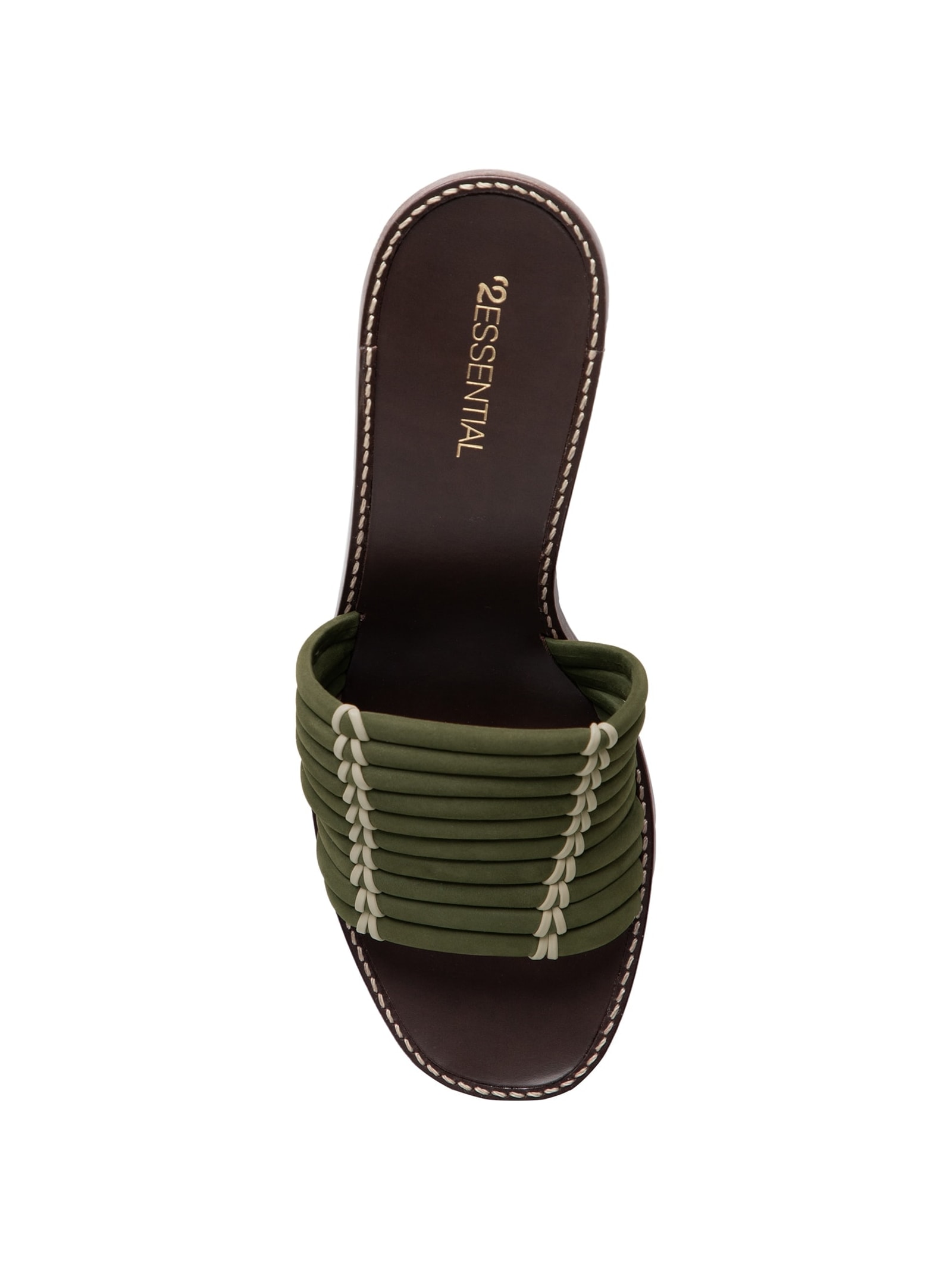 Sandália Feminina Com Salto Médio Em Couro Cordas Verde '2Essential