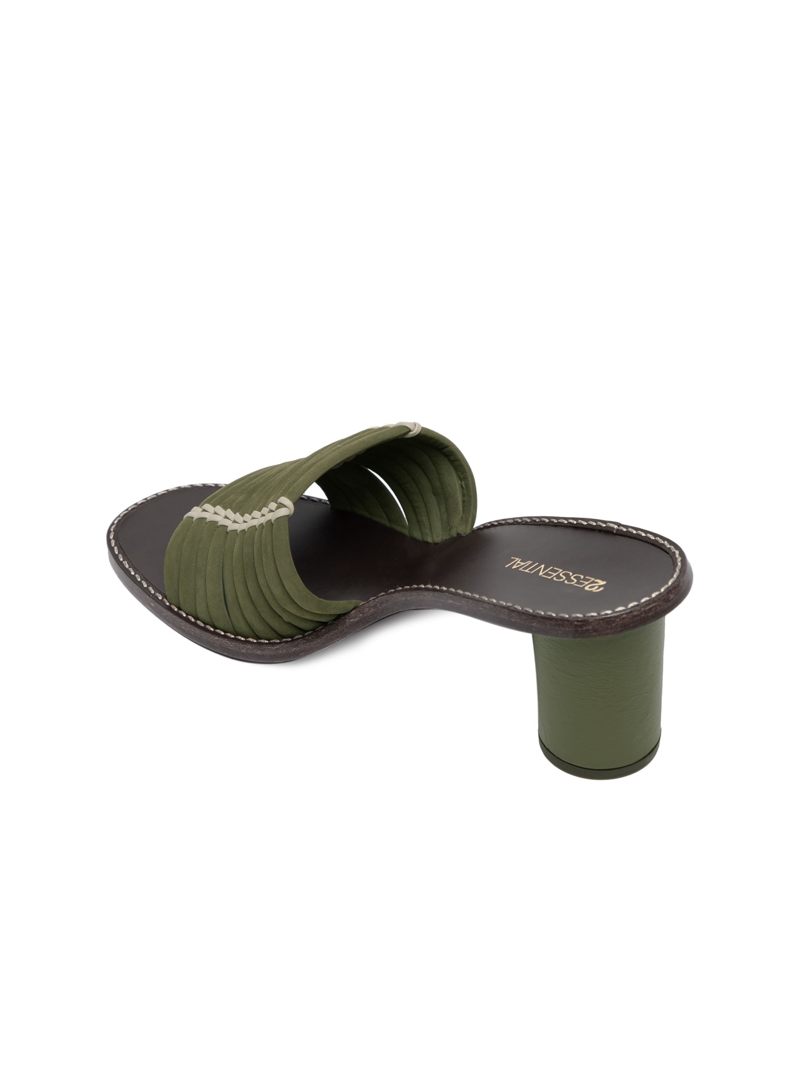 Sandália Feminina Com Salto Médio Em Couro Cordas Verde '2Essential