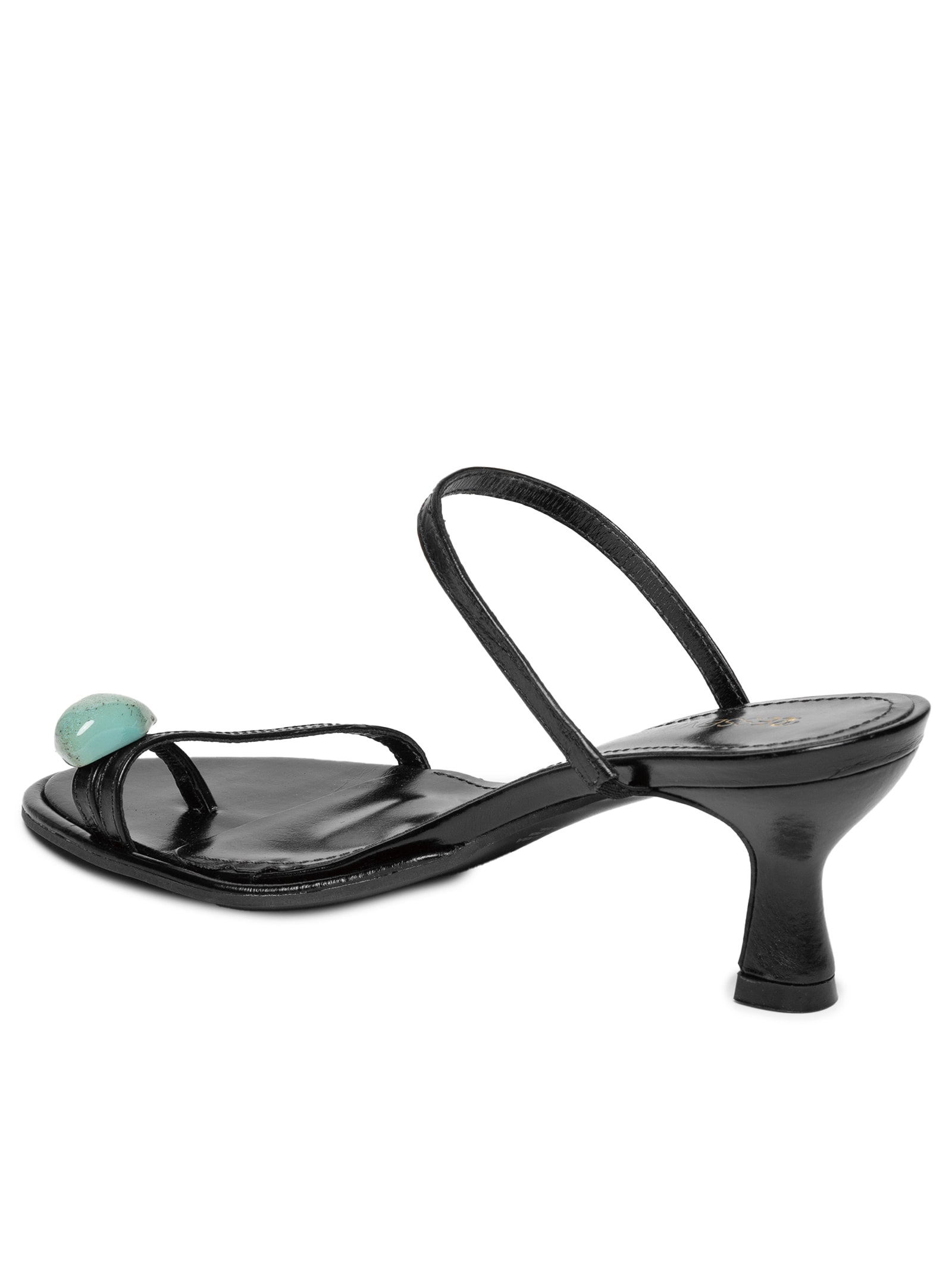 Sandália Feminina Com Tiras Finas Em Couro Preto '2Essential