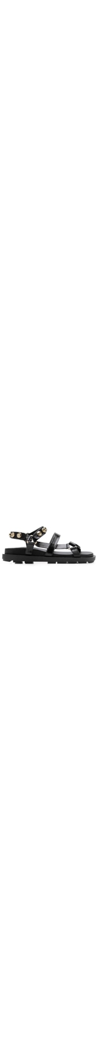 Sandália Feminina Couro Flatform Com Rebites - Preto