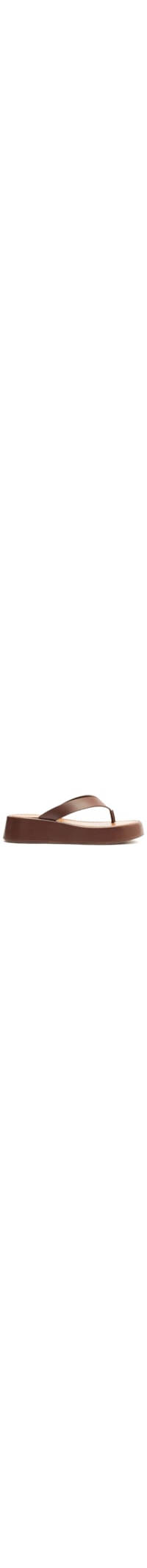 Sandália Feminina Couro Flatform Thong - Marrom