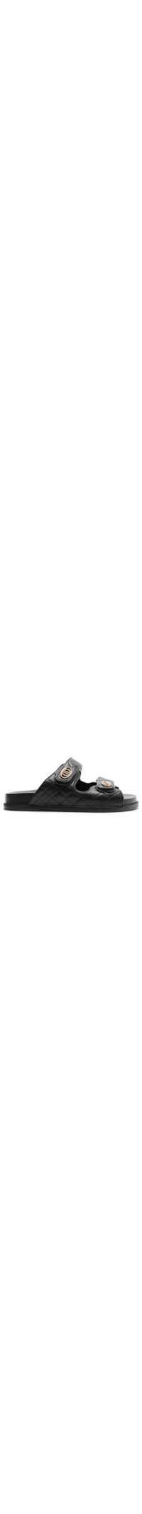 Sandália Feminina Couro Matelassê Velcro - Preto