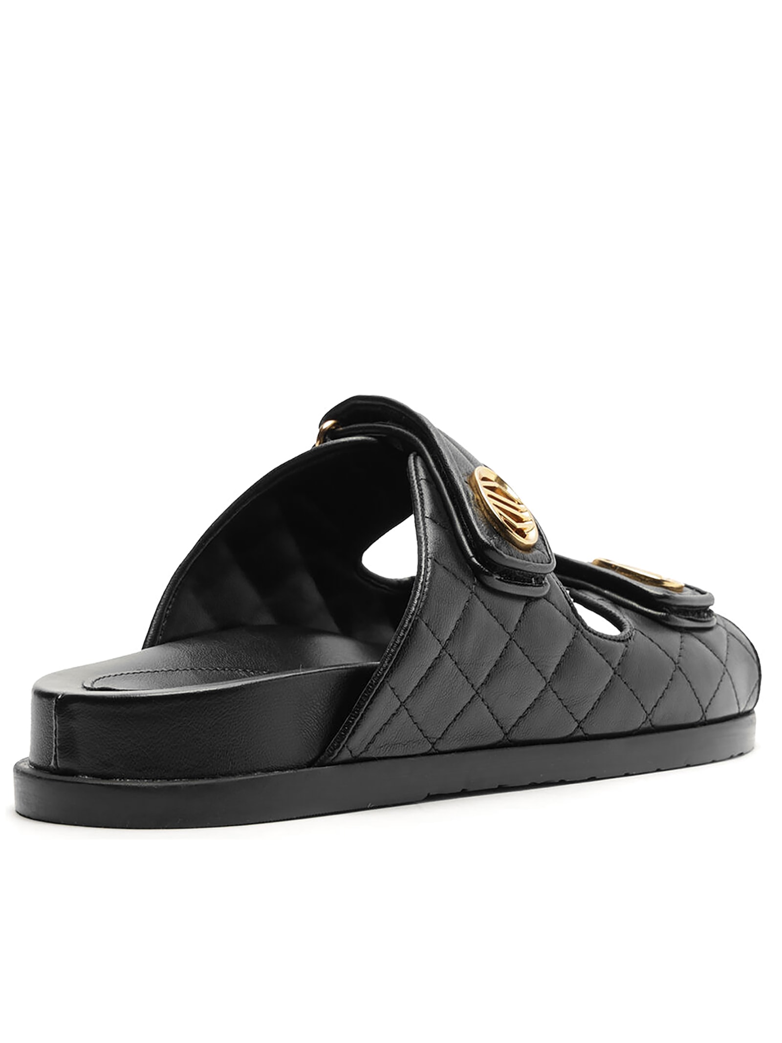 Sandália Feminina Couro Matelassê Velcro Preto Arezzo