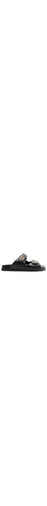 Sandália Feminina Couro Matelassê Velcro - Preto