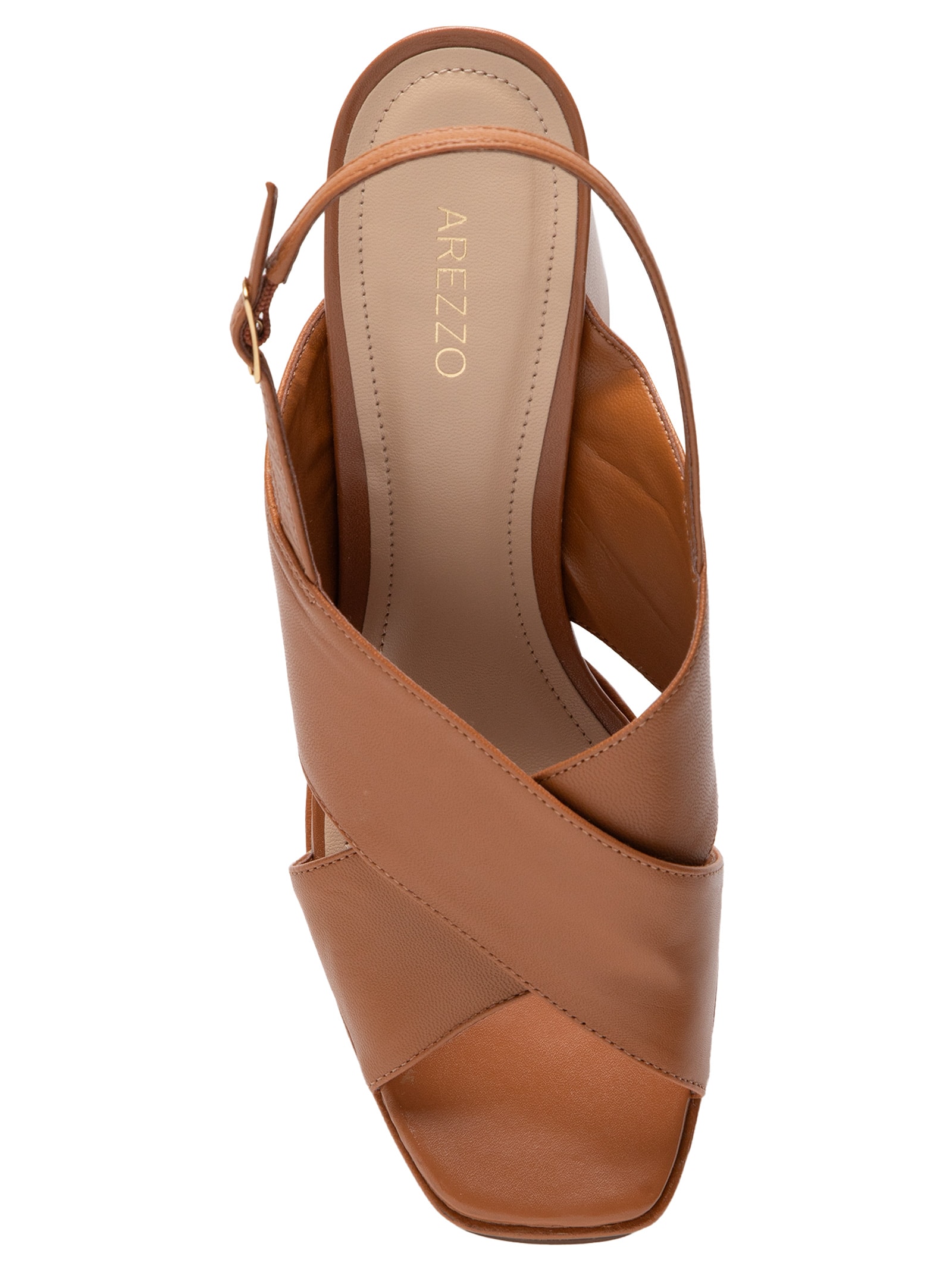 Sandália Feminina Couro Meia Pata Slingback - Arezzo - Marrom