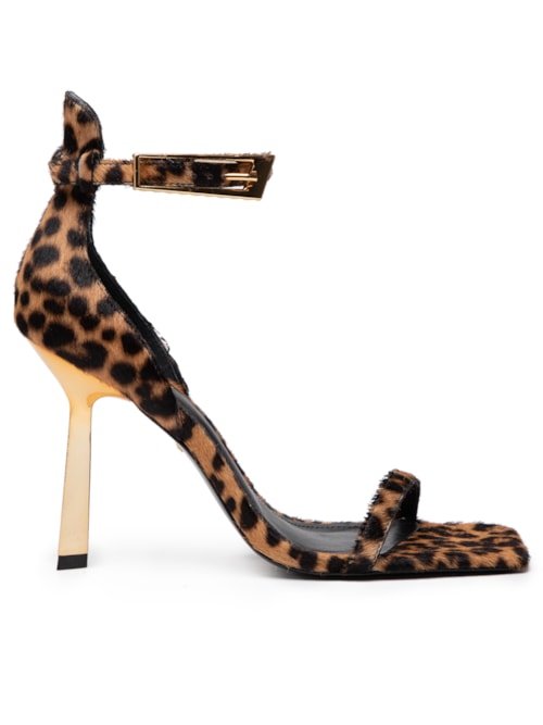 Sandália Feminina Couro Salto Alto Fino - Animal Print